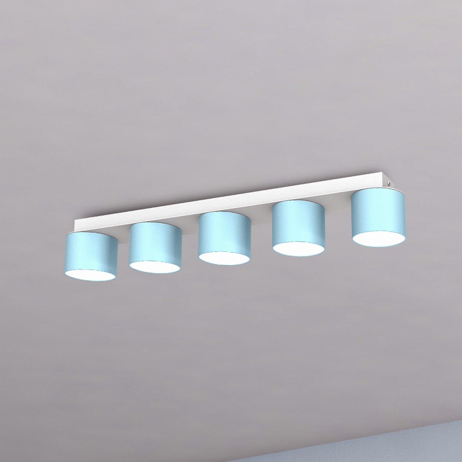 Cloudy barre de plafonnier à cinq lampes bleu