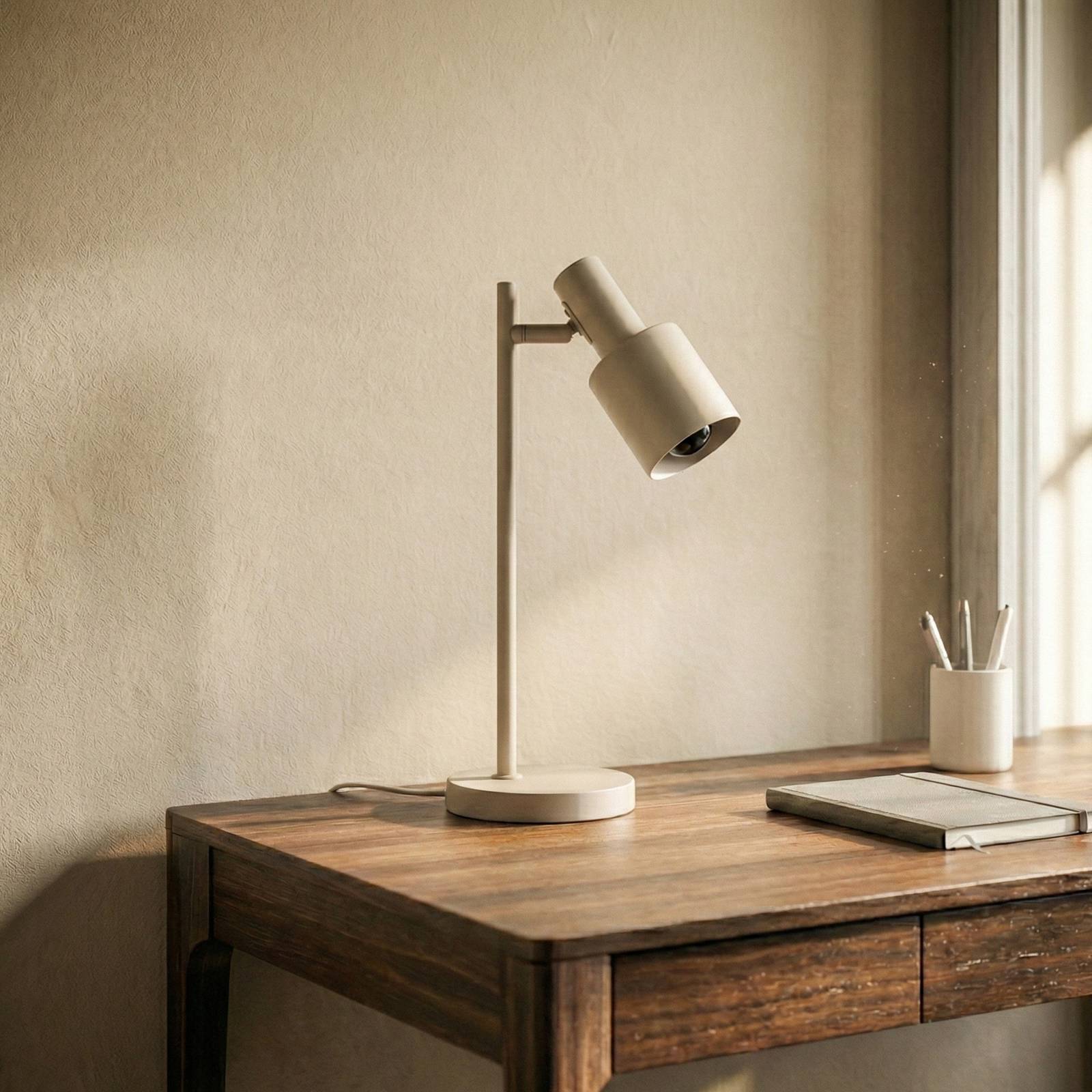Lampa stołowa Lindby Ovelia, beżowy, metal, E27