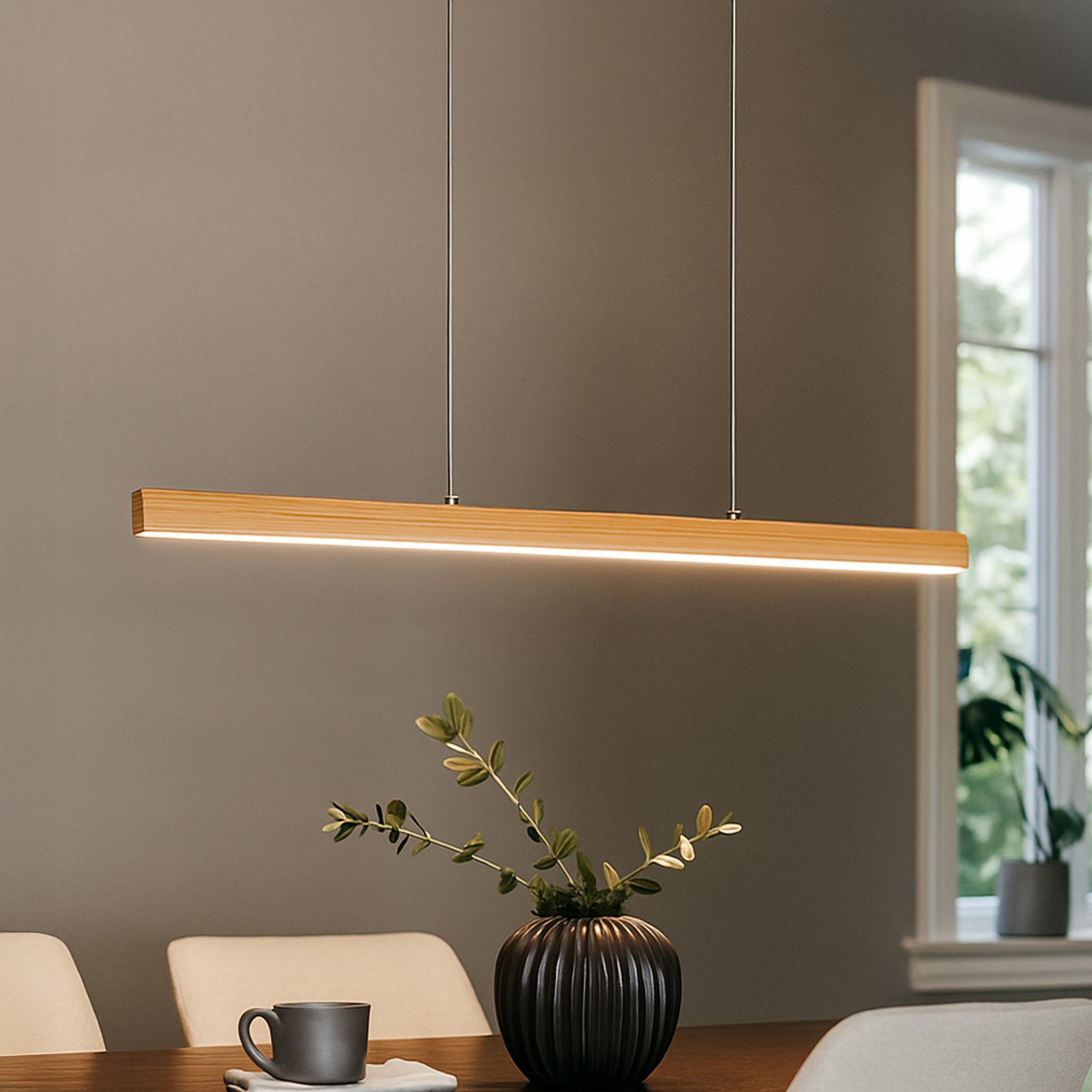 LED piekaramā lampa Shine-Wood, garums 105 cm, ozols/nikla krāsā