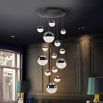 LED piekaramais gaismeklis Sphere, 14 gaismu, hroms, dimmējams, Ø 60 cm