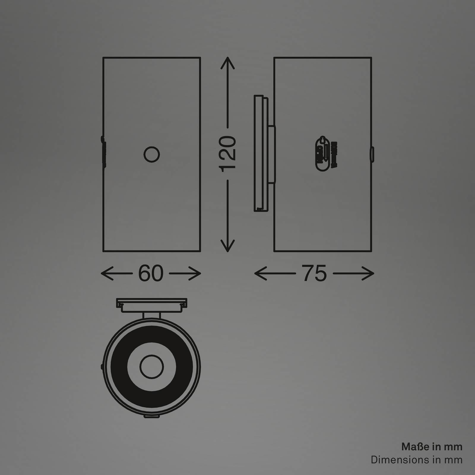 Briloner Applique murale LED rechargeable Isy, noir mat, plastique, 3 000 K