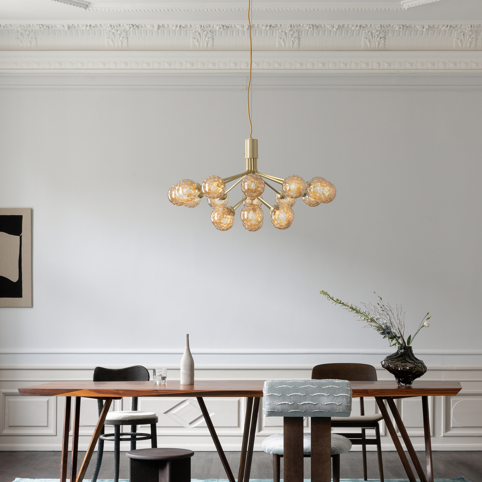 Apiales 18 lysekrone, messing/gull, 18-flg.  - Nuura