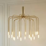 Lucande LED-hengelampe Ariadne, Ø 57 cm, matt gull, 20 lys