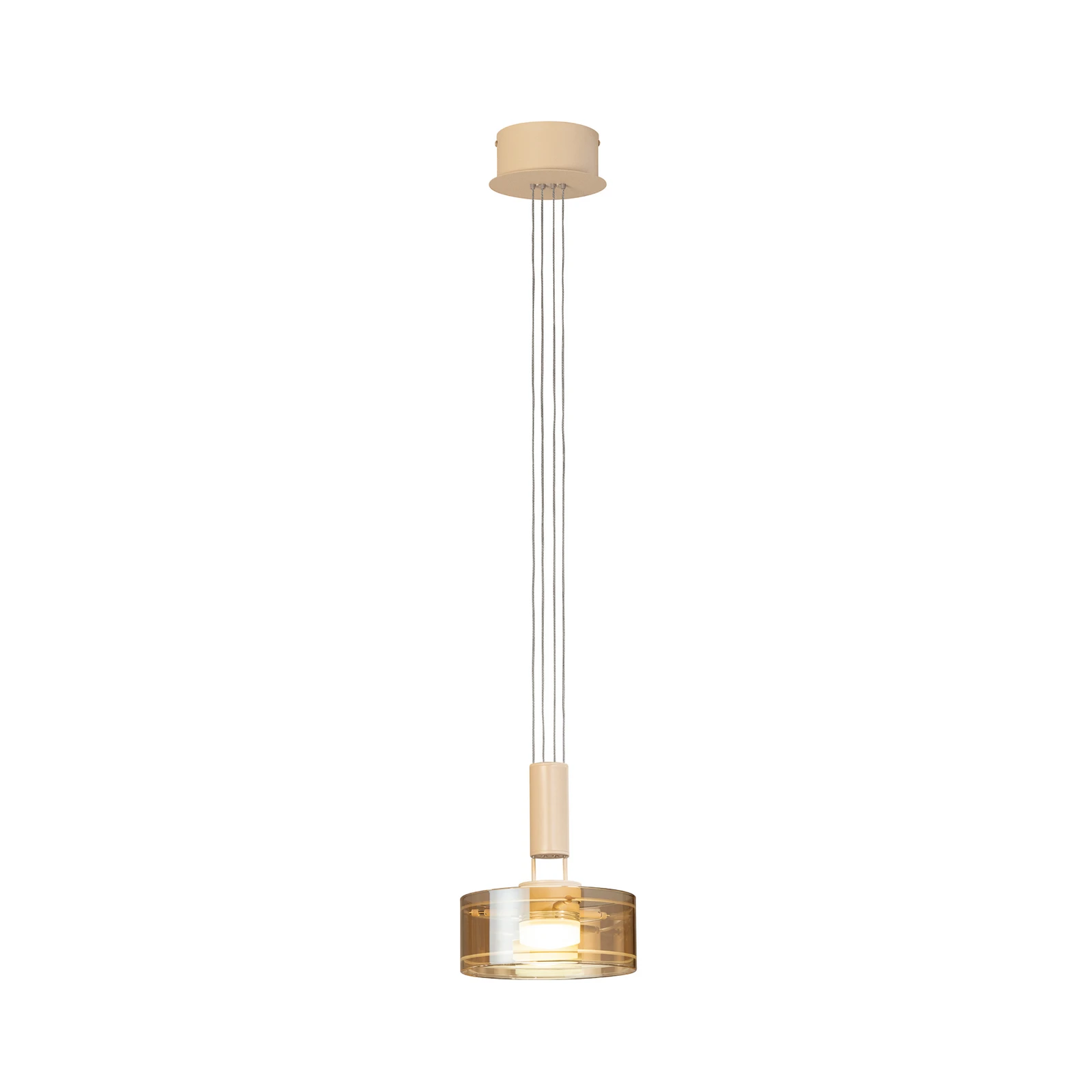 Lampă suspendată LED LAVIN, nisip/chihlimbar, Ø 19 cm, metal/sticlă dimabilă