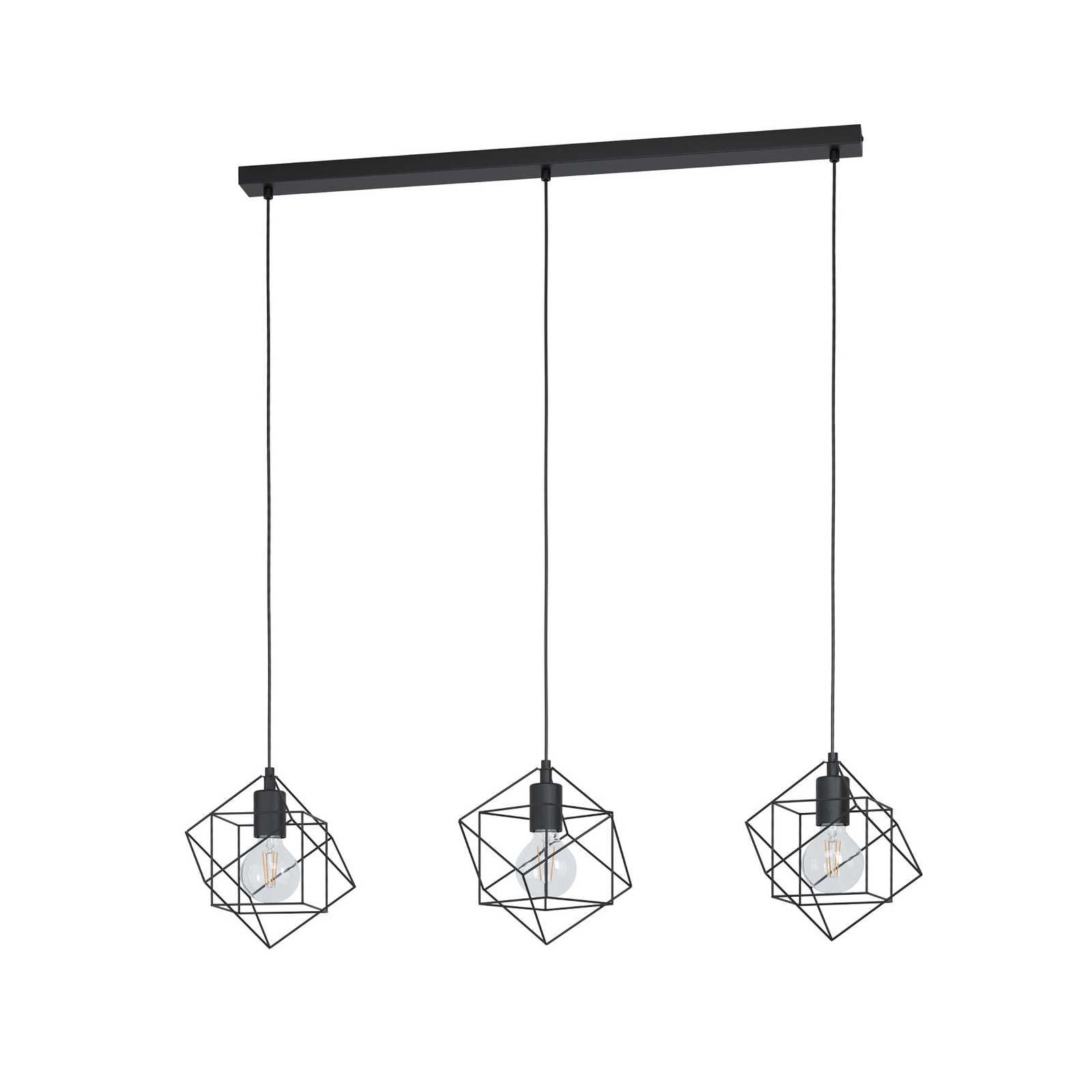 Висящо осветително тяло Straiton, изработено от стомана, 3 светлини, черно