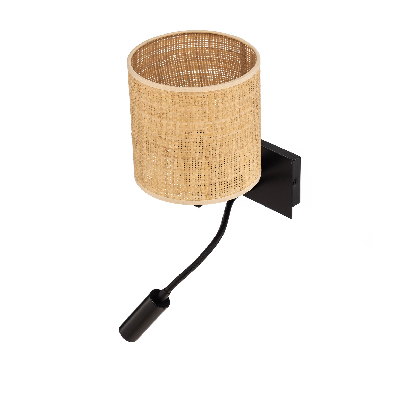 Wandlamp Harry, rond, zwart/jute licht