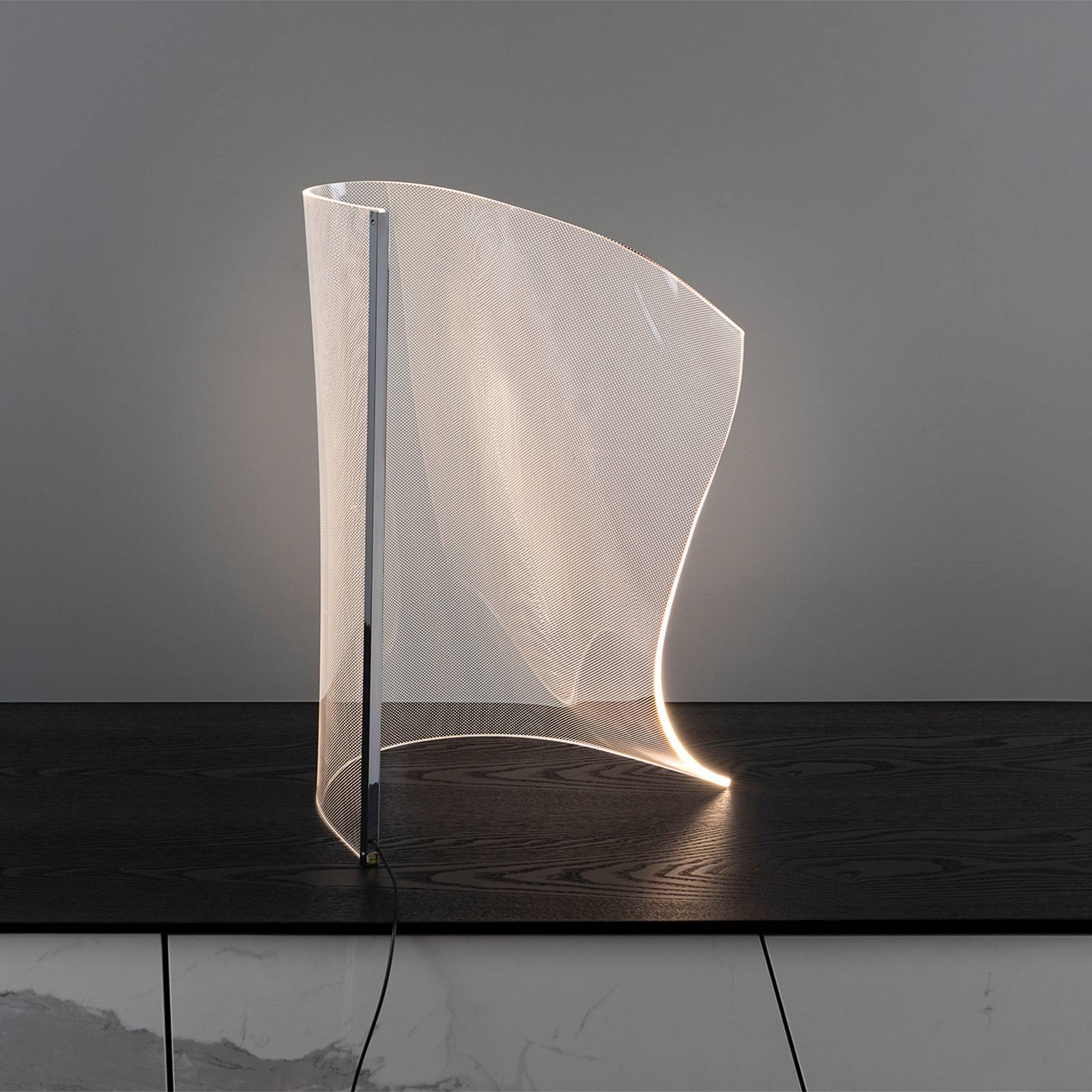Lampa stołowa LED Velos II, chrom, ściemniany, metal, tworzywo sztuczne