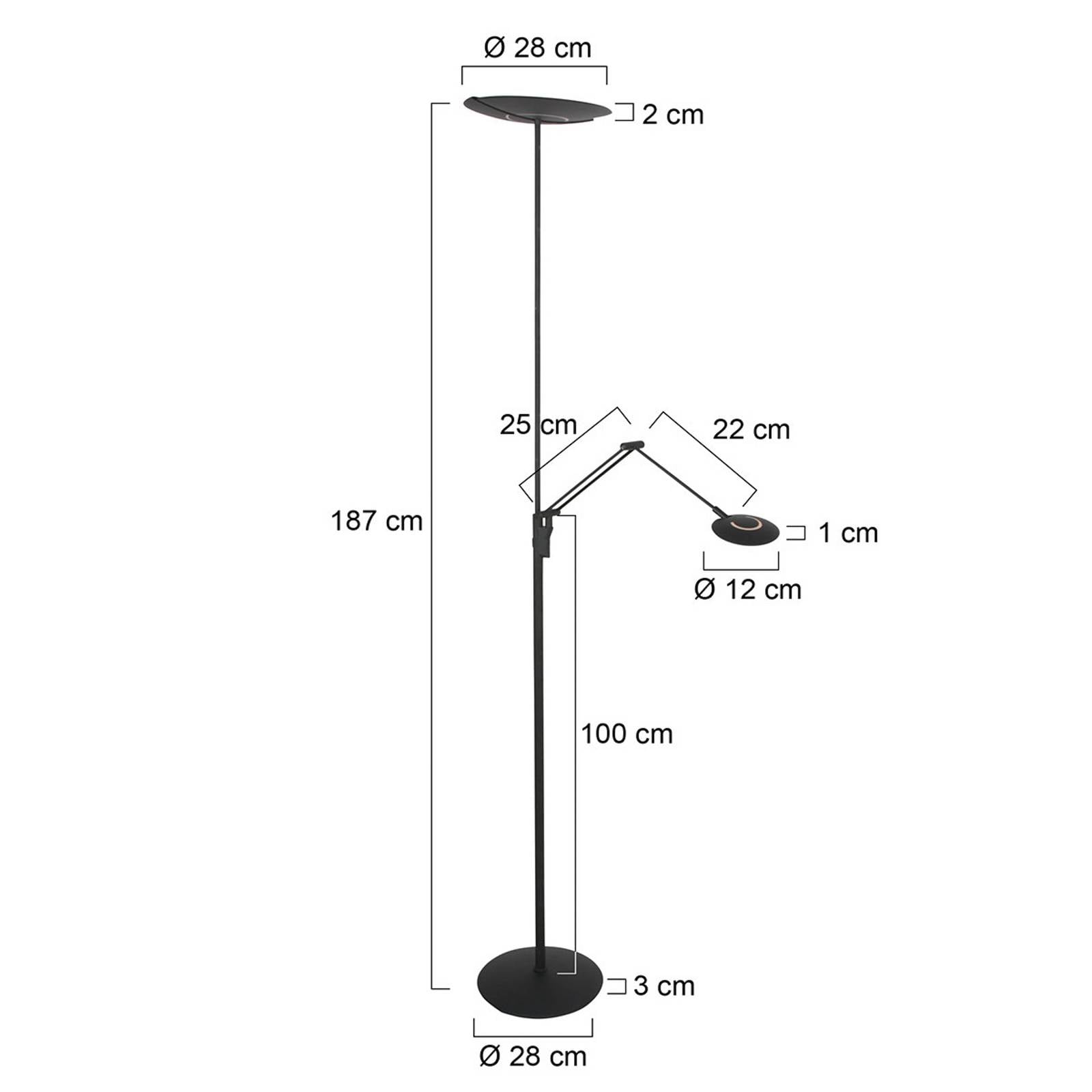 Lampa stojąca LED Zenith 2 czarna, lampka do czytania, pilot CCT