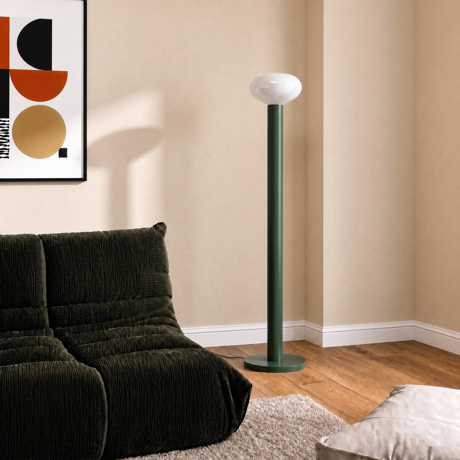 Lampa stojąca Flo, zielona, wysokość 138 cm, 1-punktowa, szkło