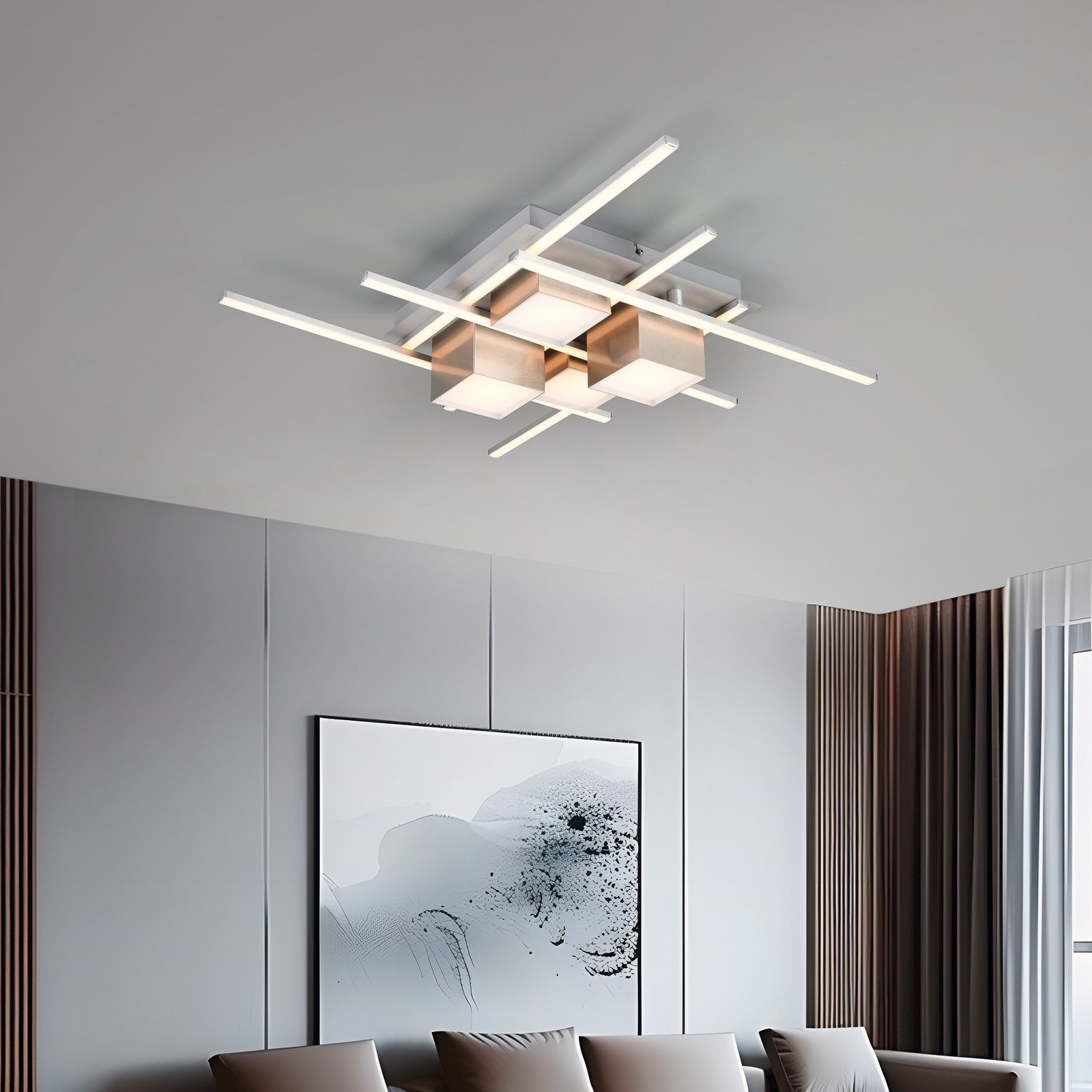 LED ceiling lamp Roger, coffee, metal, CCT, remote control
