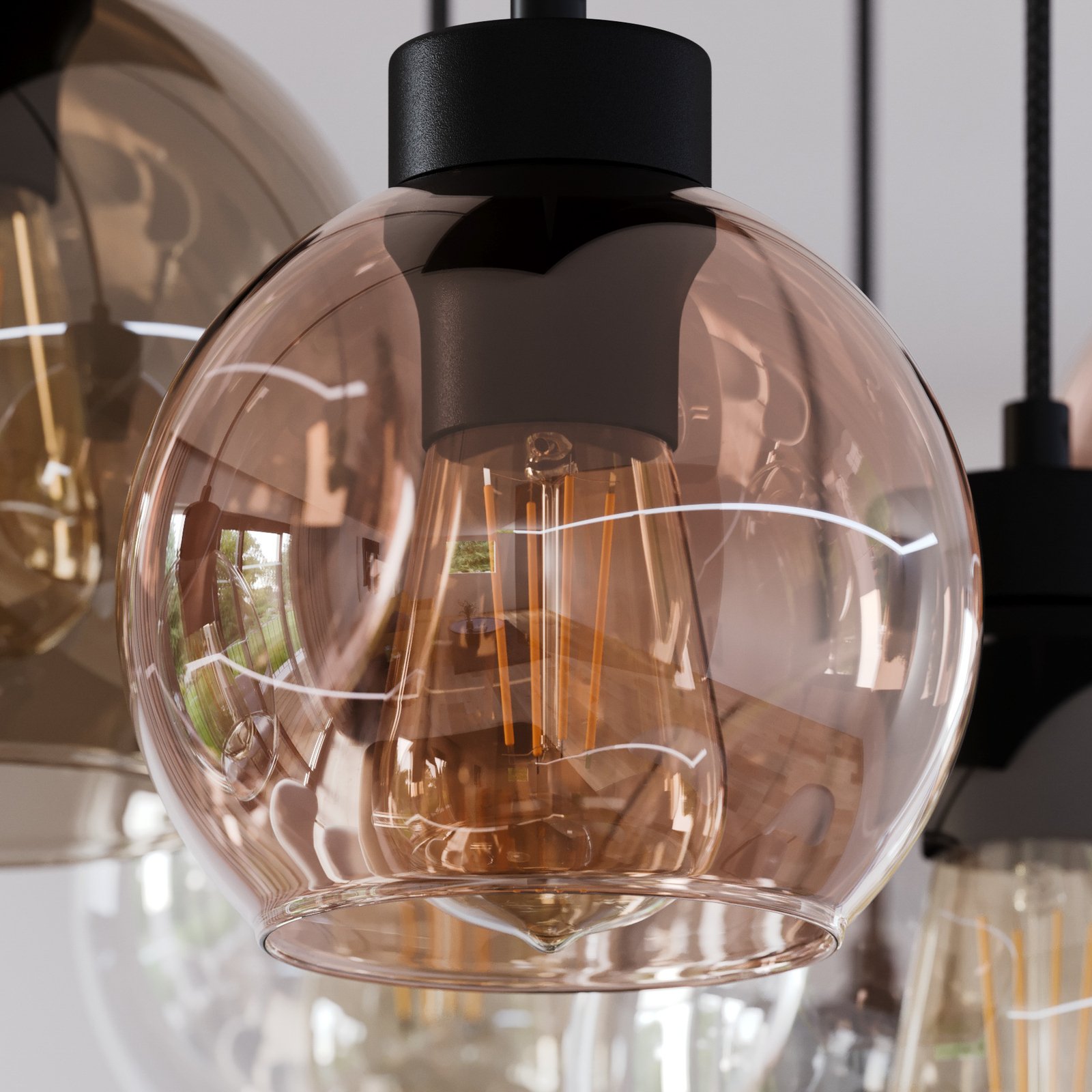 Cubus 8 Pendelleuchte Clear/Smoke/Amber - Euluna
