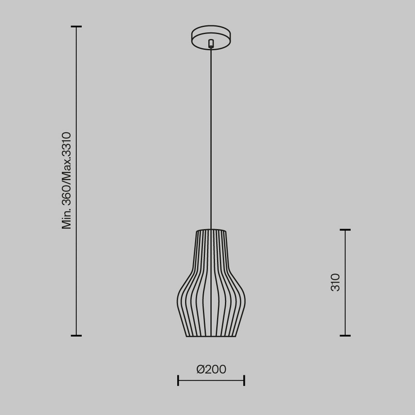 Lampă suspendată Maytoni Roots Ø 20 cm înălțime 31 cm lemn/negru - Camera de zi / sufragerie - lemn deschis negru