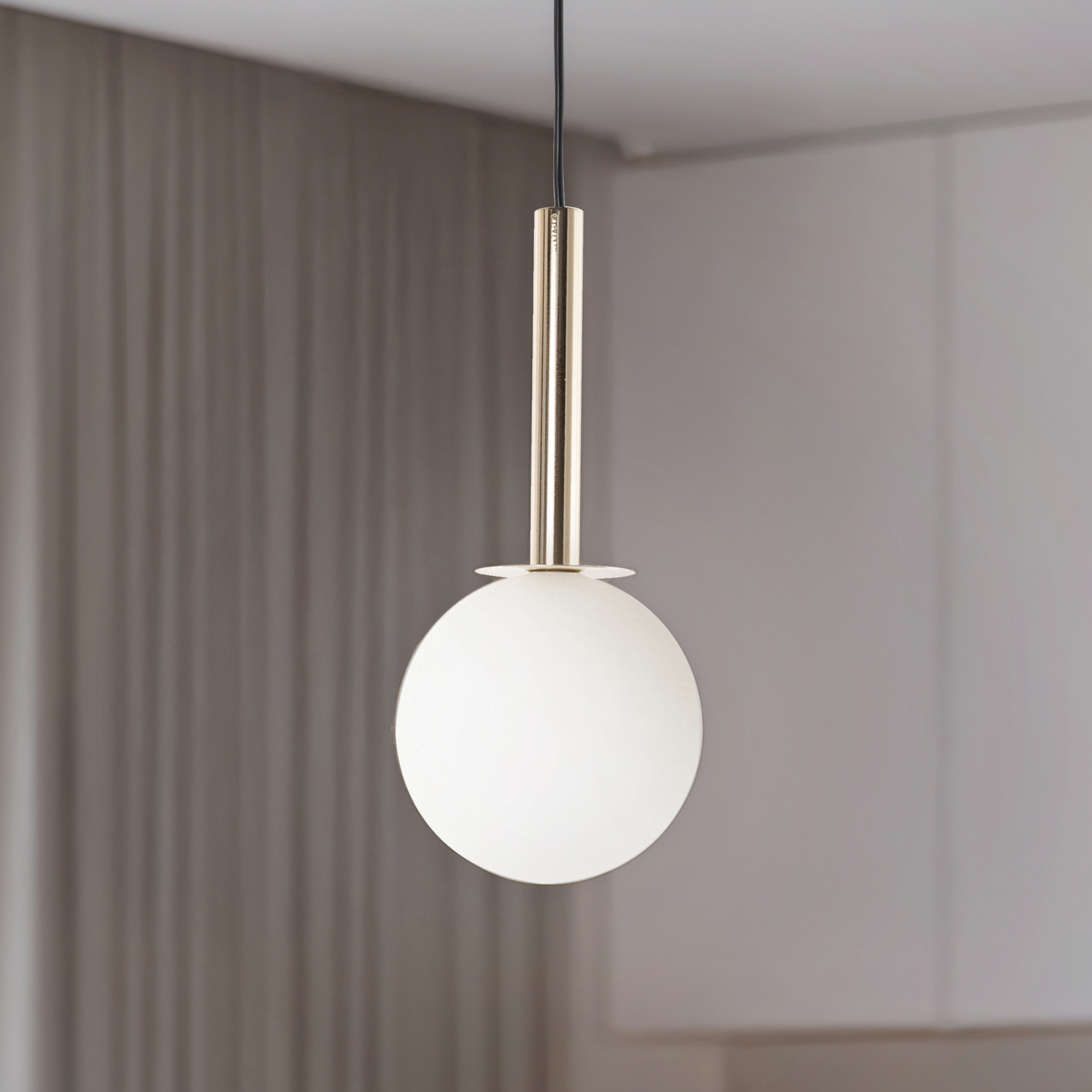 Lampada a sospensione Daisy, a 1 luce, oro/bianco/nero, vetro