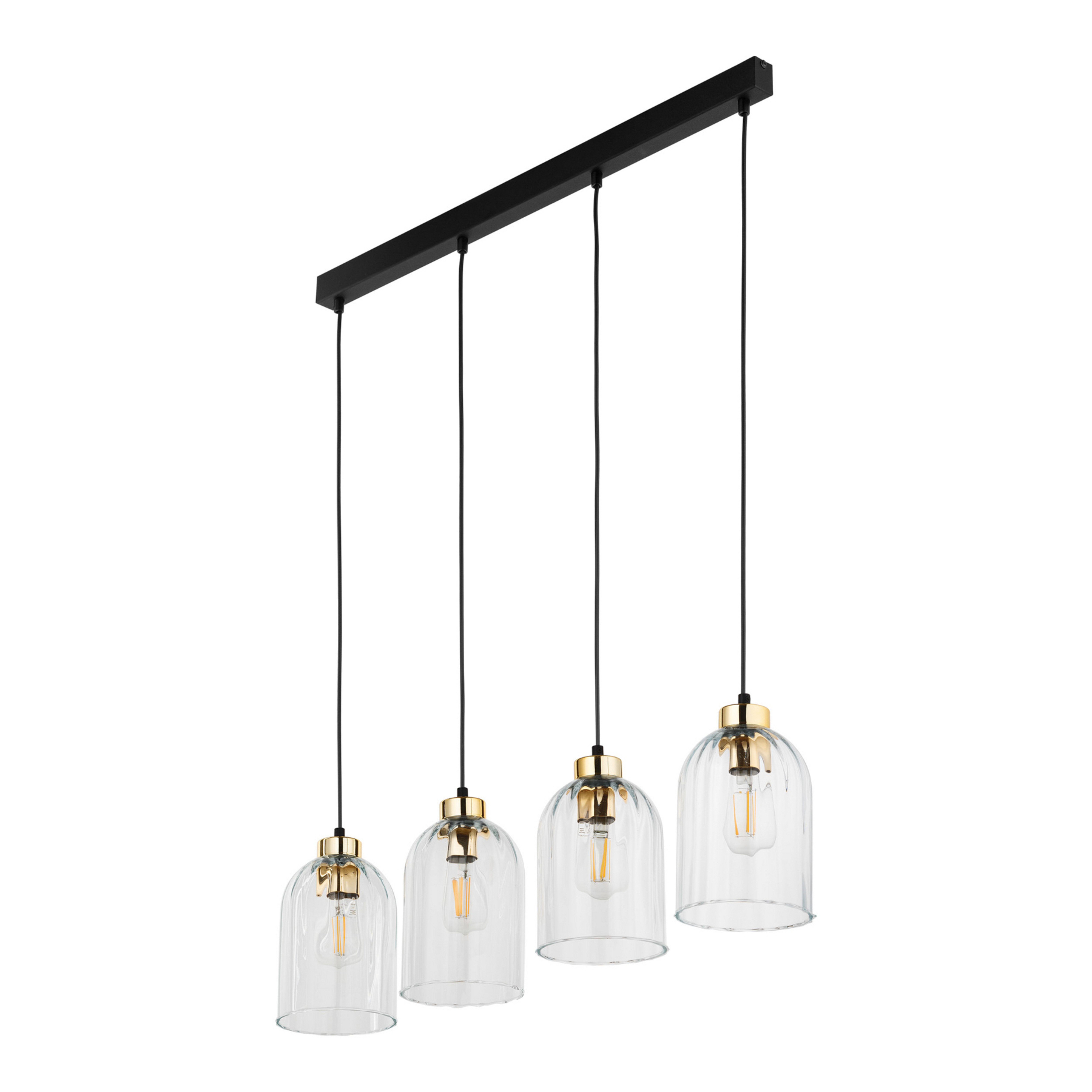 Stikla piekaramā lampa Satipo, četrkārša, caurspīdīga