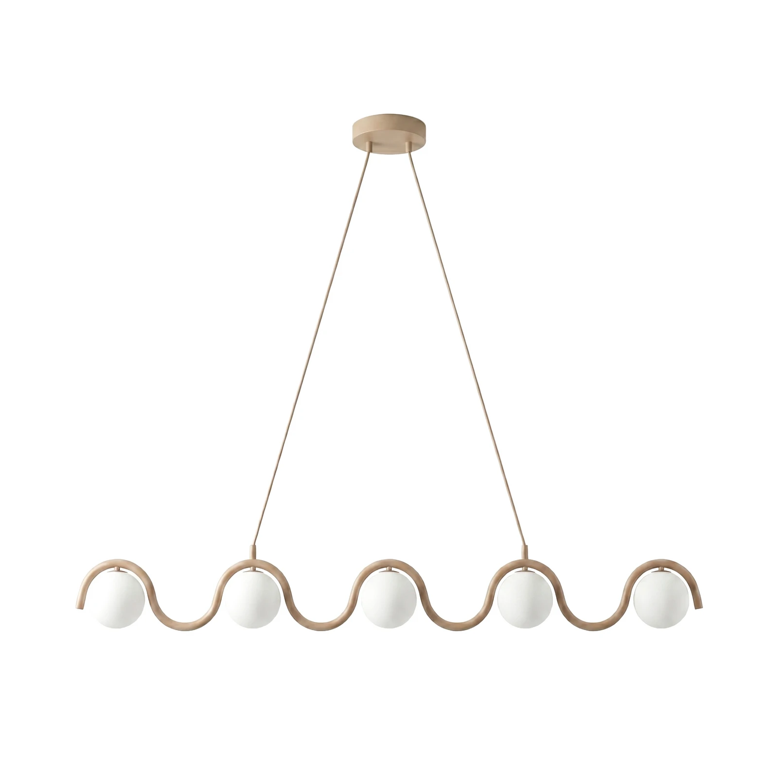 Hengelampe SINUS, beige, lengde 110 cm, 5 lyskilder, metall/glass