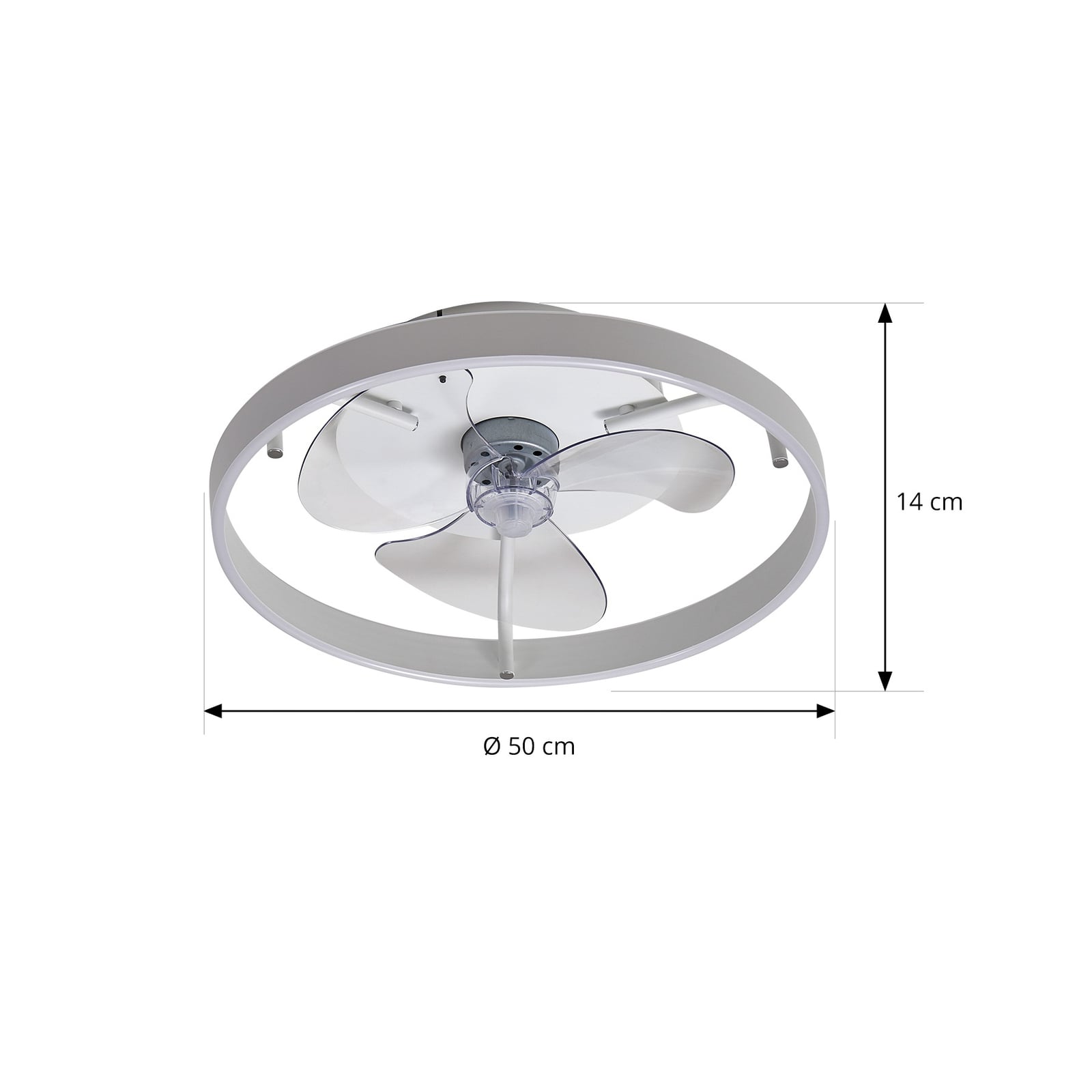 Ventilateur de plafond LED Momitu, blanc, aluminium, Ø 50 cm - Lindby