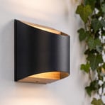 Lindby LED-Außenwandleuchte Lenore, schwarz, Metall, 13,5 cm