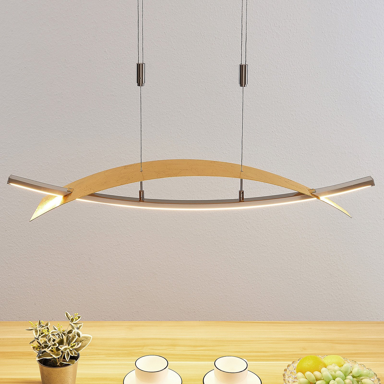 Lucande Lampă suspendată LED Marija 91 cm aurie dimabil - Camera de zi / sufragerie - modern - aur argint - Metal
