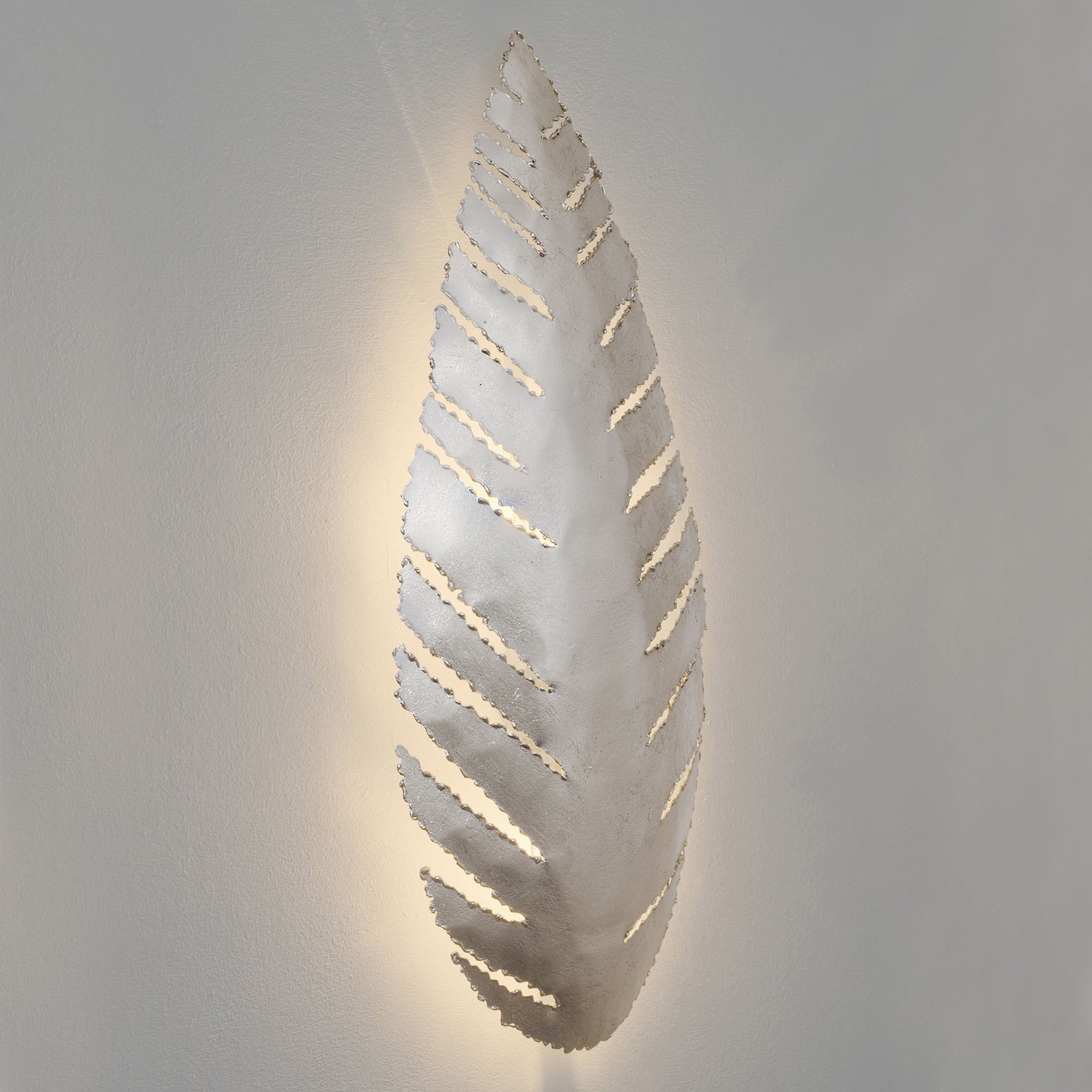 Kinkiet Pietro w kształcie liścia, srebrny
