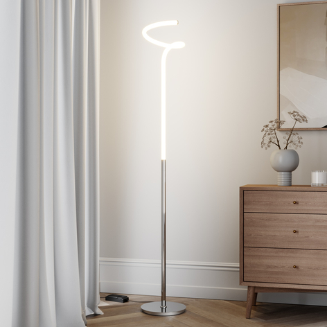 Lucande Serpentina LED-Stehleuchte in Chrom