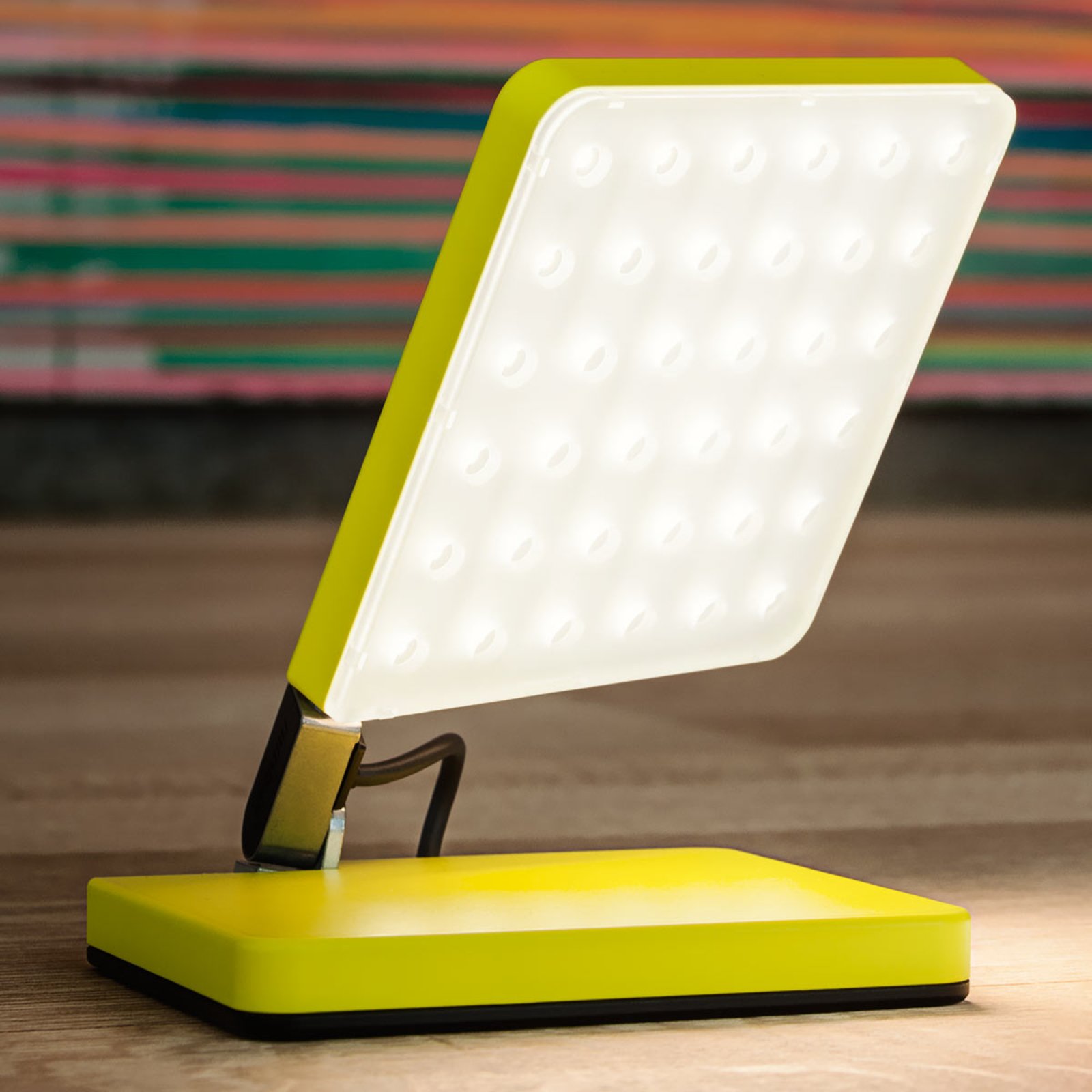 Nimbus Roxxane Fly LED table lamp, neon yellow, for Living / Dining Room, aluminium, die-cast zinc, 5.5 W, energy efficiency: A+, L: 14 cm, W: 13.7 cm