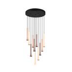 Suspension LED Fiato, 11 lampes, ronde, métal, taupe, coffee