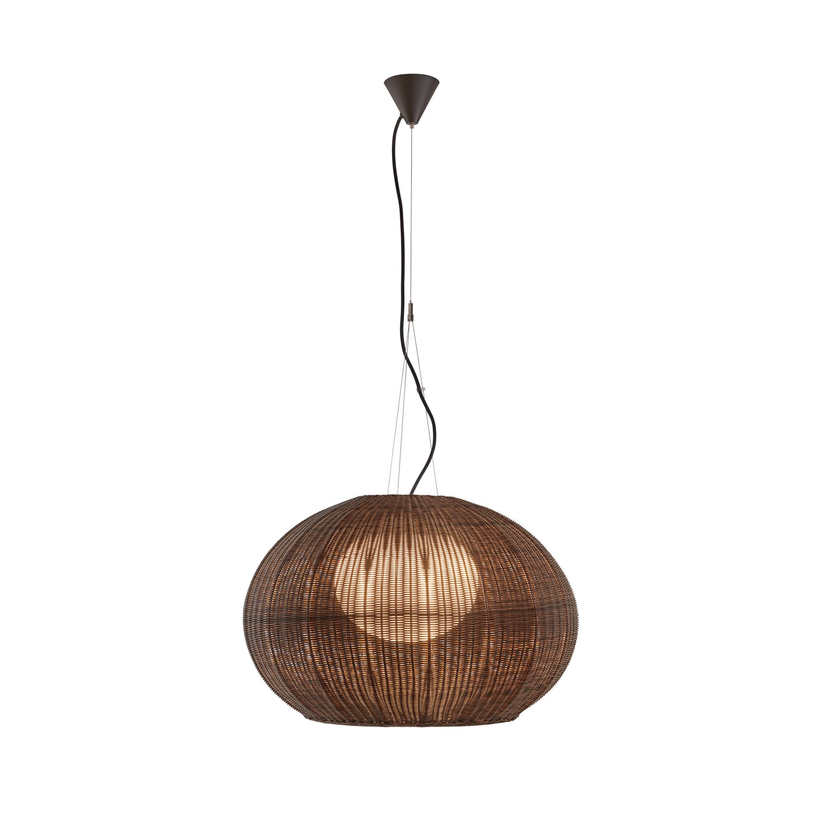 Suspension LED d'extérieur Garota de Bover, brun graphite/brun Ø 72 cm