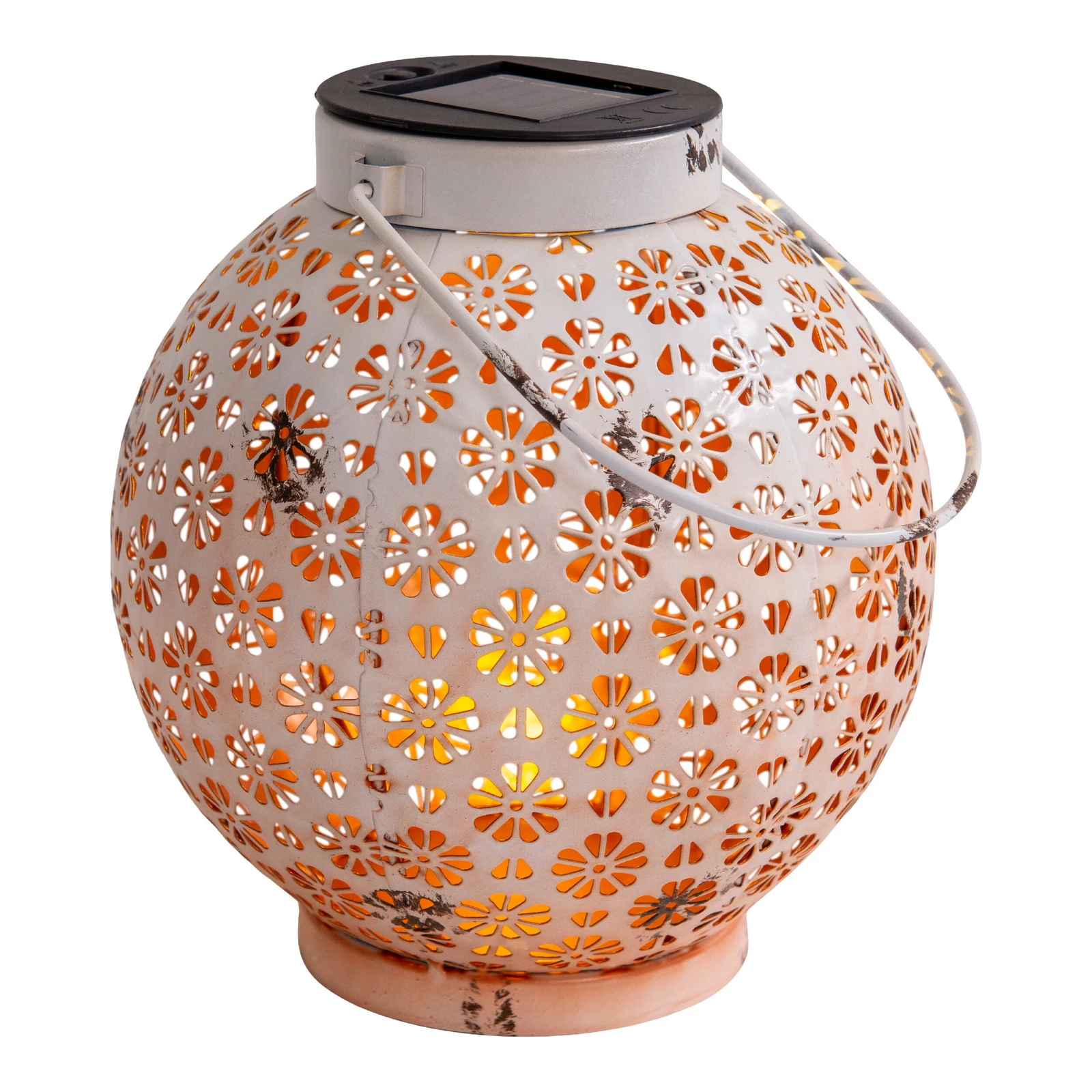LED solárna lampa 52854, biela, kov, 20 cm, IP44, sada 2 ks