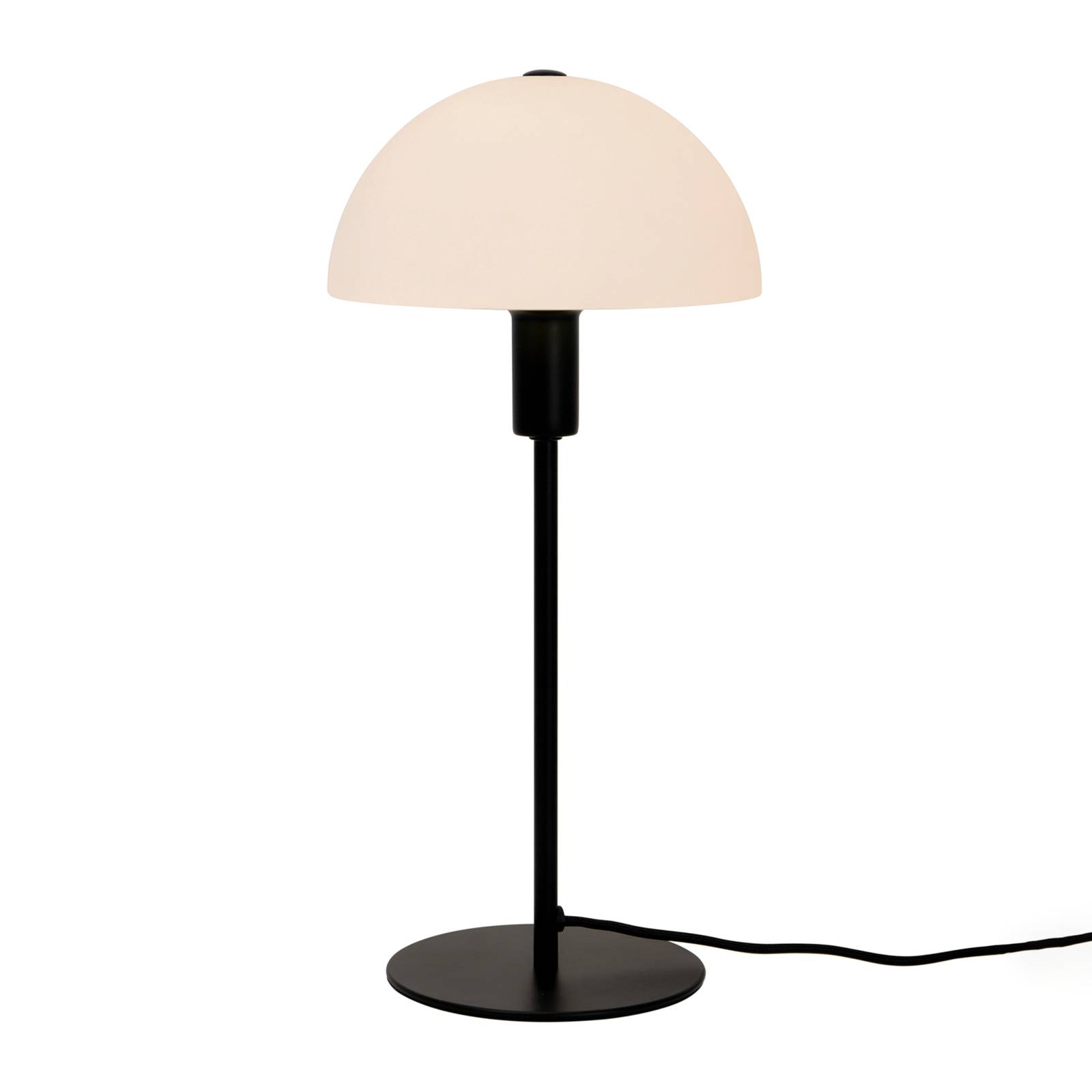 Asztali lámpa Ellen üveg ernyővel, fekete