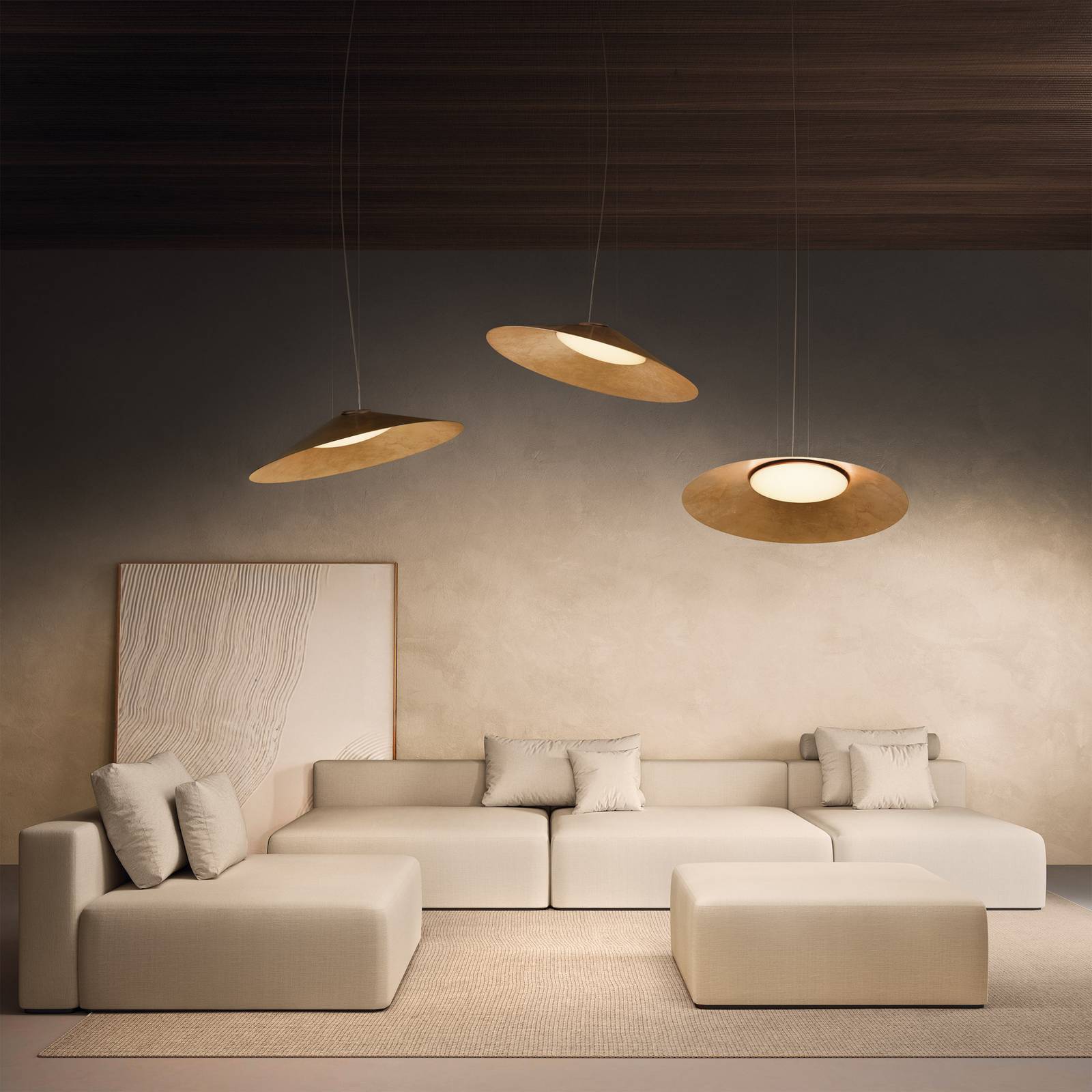 kdln Żyrandol LED Kate, złoty foliowany, 2700 K, Ø 90 cm