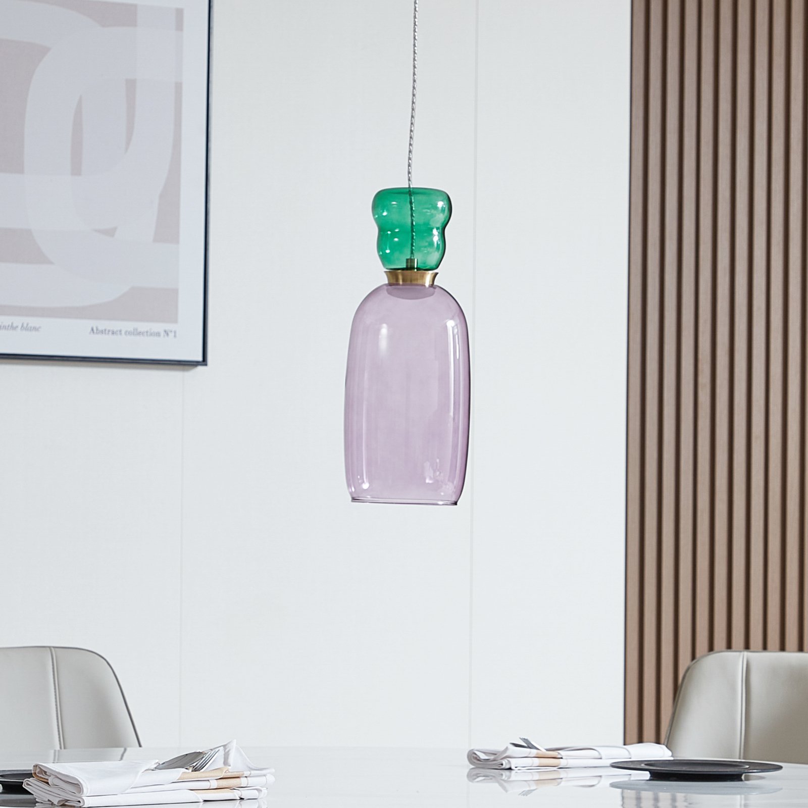 Lucande LED hanglamp Fay, paars/donkergroen, glas, Ø 15 cm