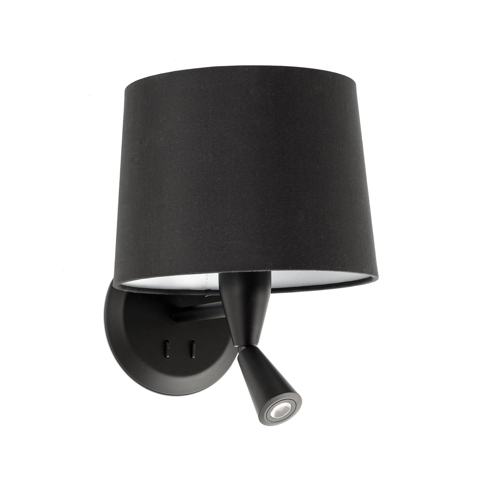 Wandlamp Conga met LED leeslampje, zwart