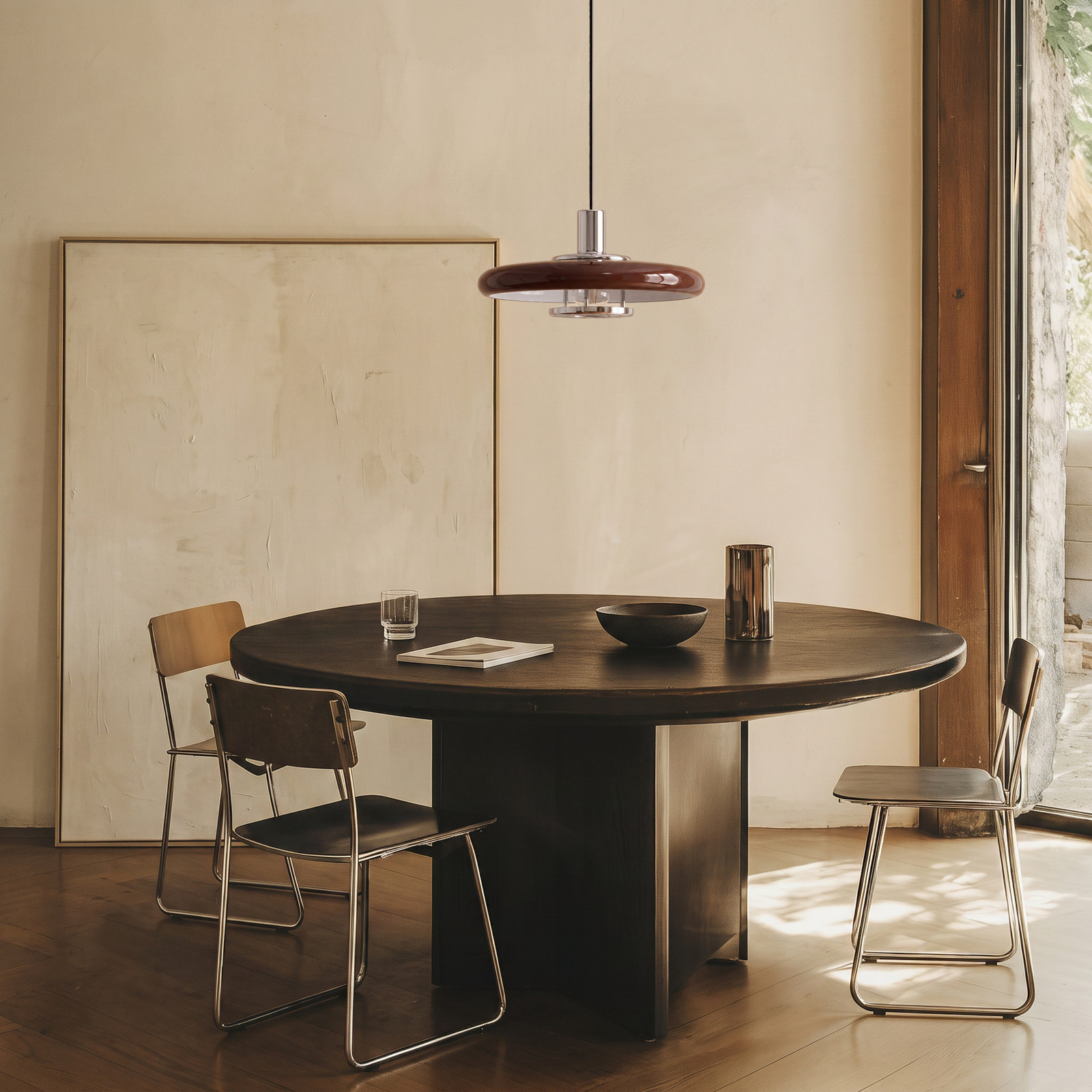 Suspension Lindby Branford, style rétro, Ø 35 cm, marron, métal Suspension Lindby Branford, style rétro, Ø 35 cm, marron, métal