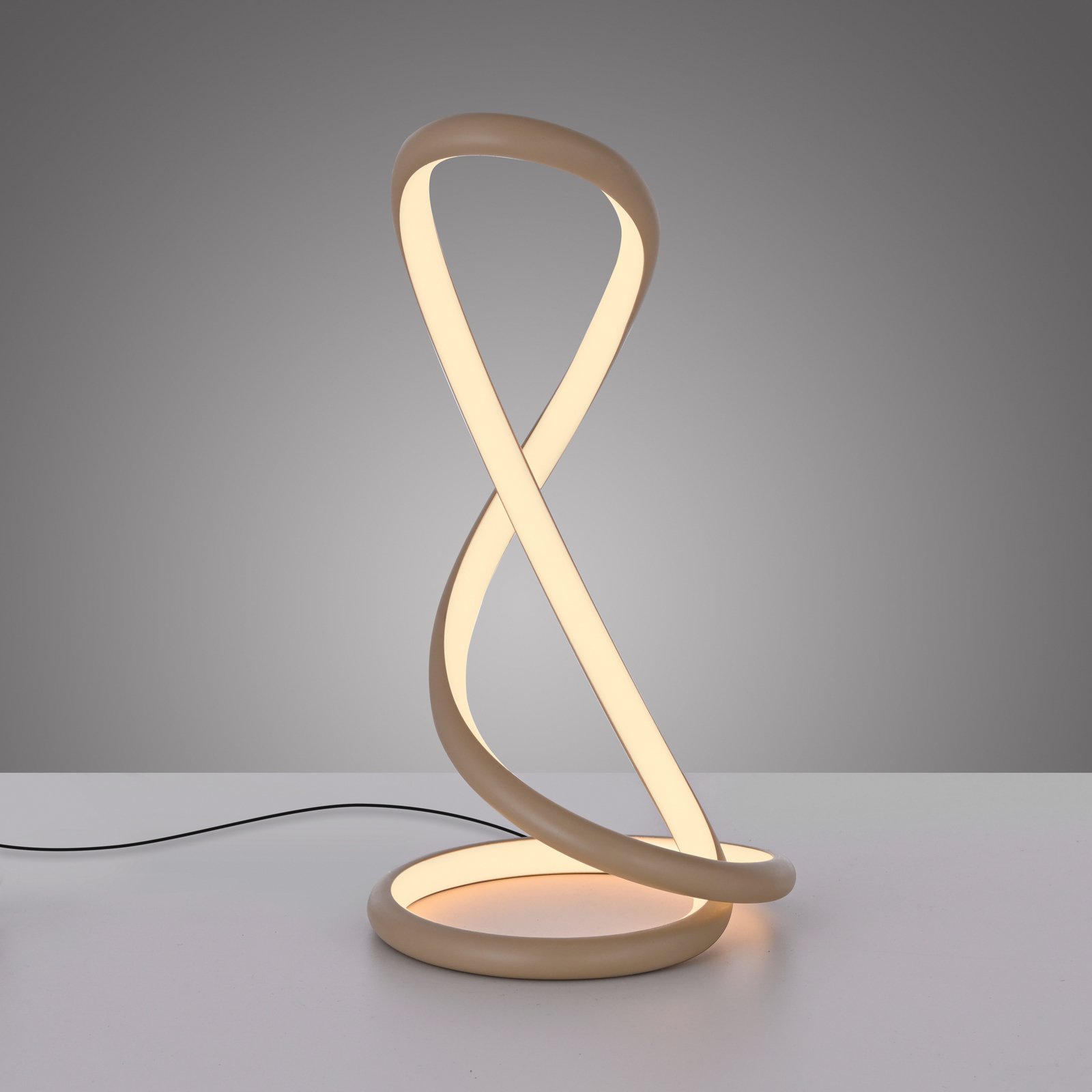 Candeeiro de mesa LED Twist de Paul Neuhaus, cor areia, altura 42 cm