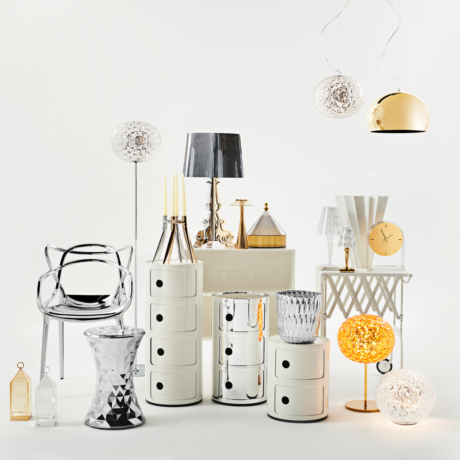 Kartell Space -design-LED-pöytälamppu, kulta