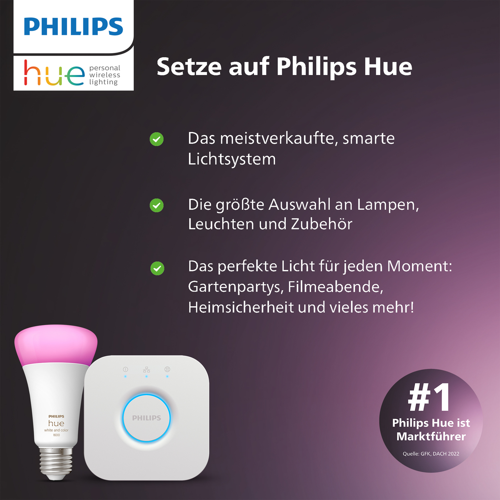 Philips Hue White Ambiance E27 LED-pære 8W 1100lm