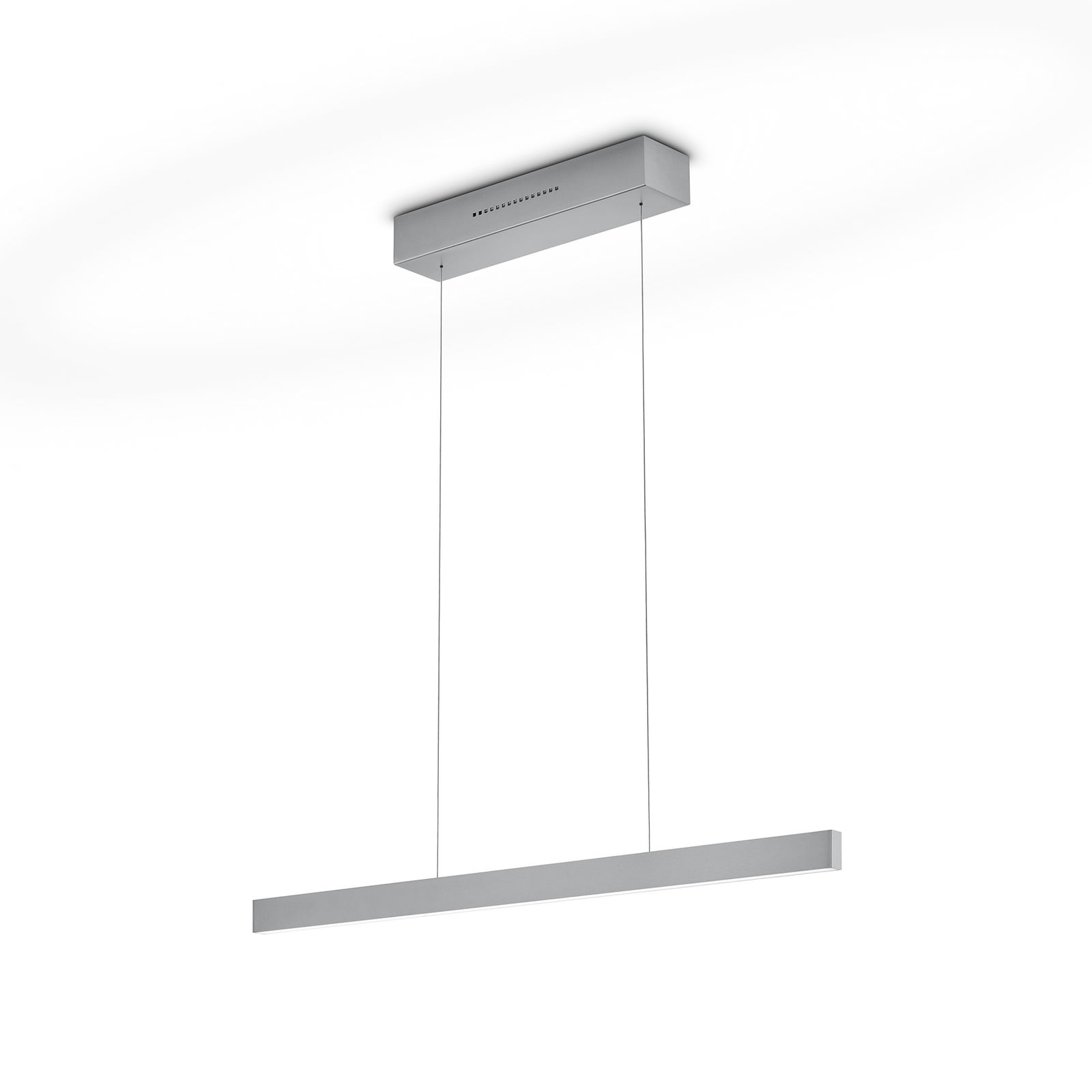 Lampada LED a sospensione LINDA-72 nichel, lunghezza 72 cm, comando gestuale