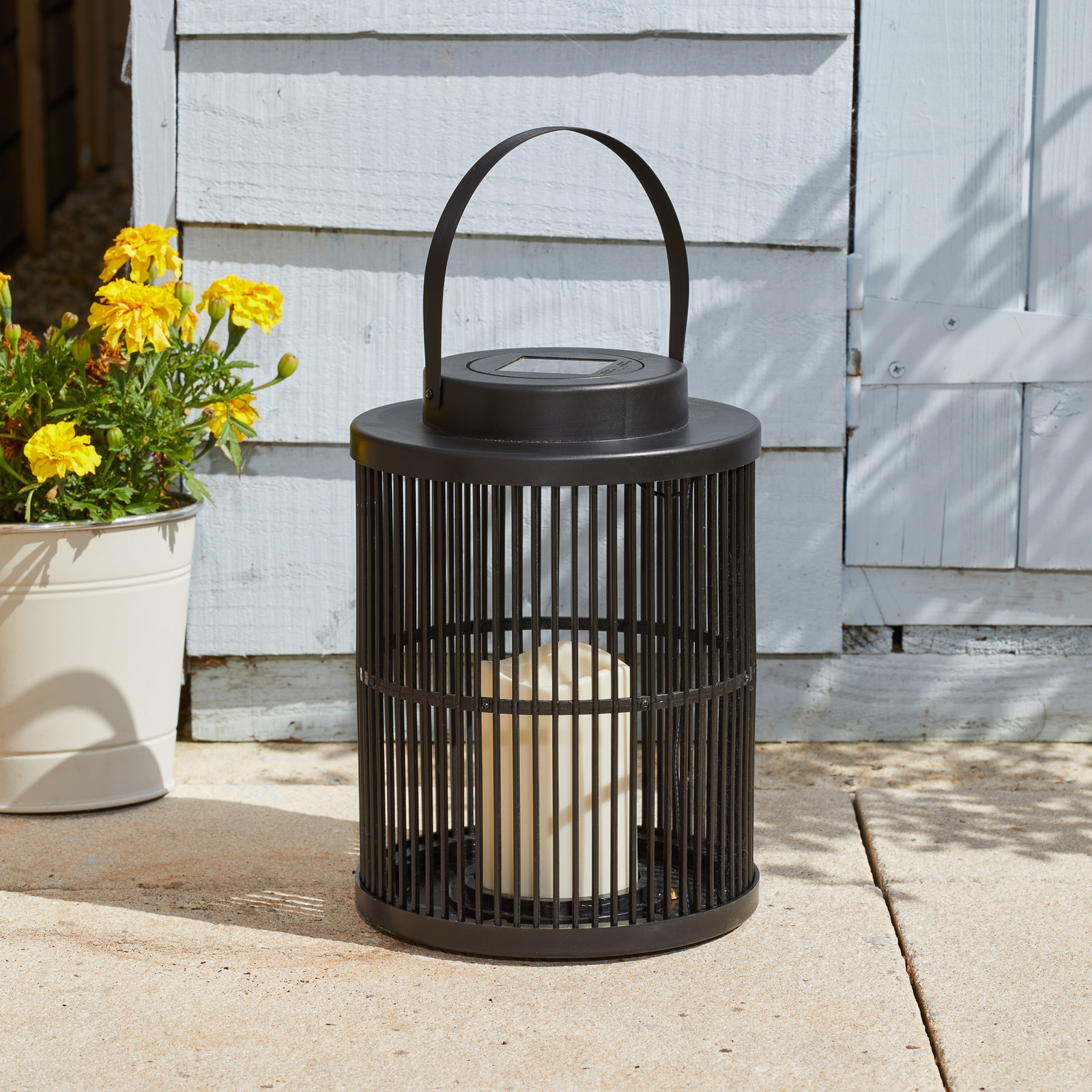 Urbane LED solar lantern, black, height 25 cm