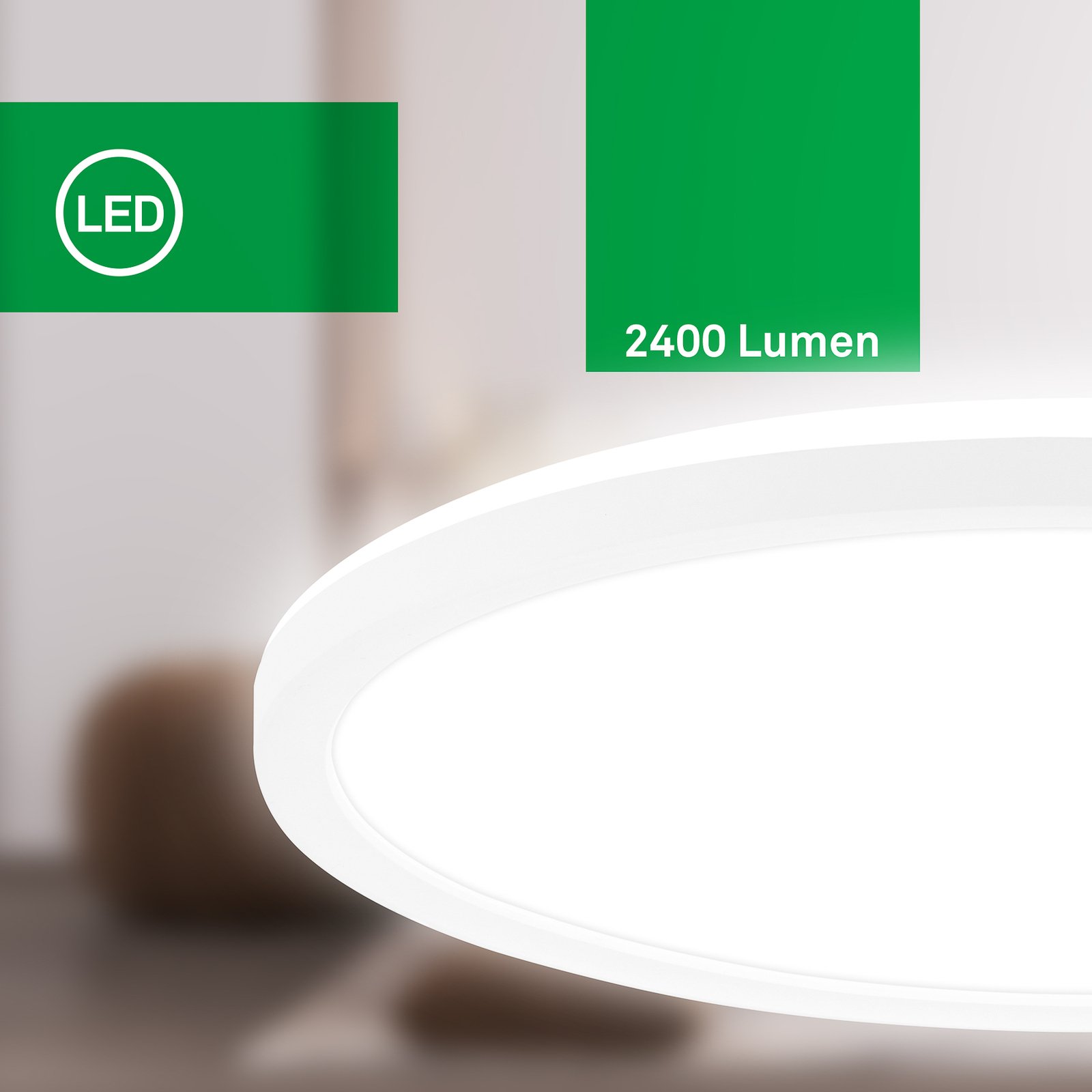 LED-taklampa Tava A, Ø 29 cm, plast, vit