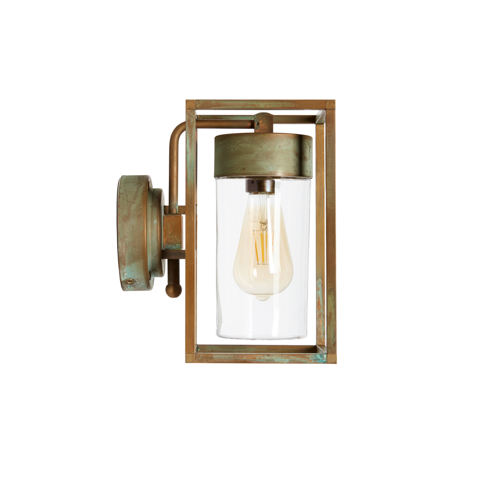 Vanjska zidna lampa Cubic 3372 starinski mesing/prozirno