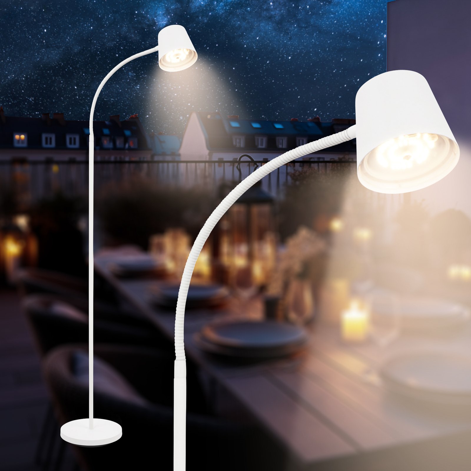 Cielo LED-golvlampa, vit, touchdimmer, USB-kabel