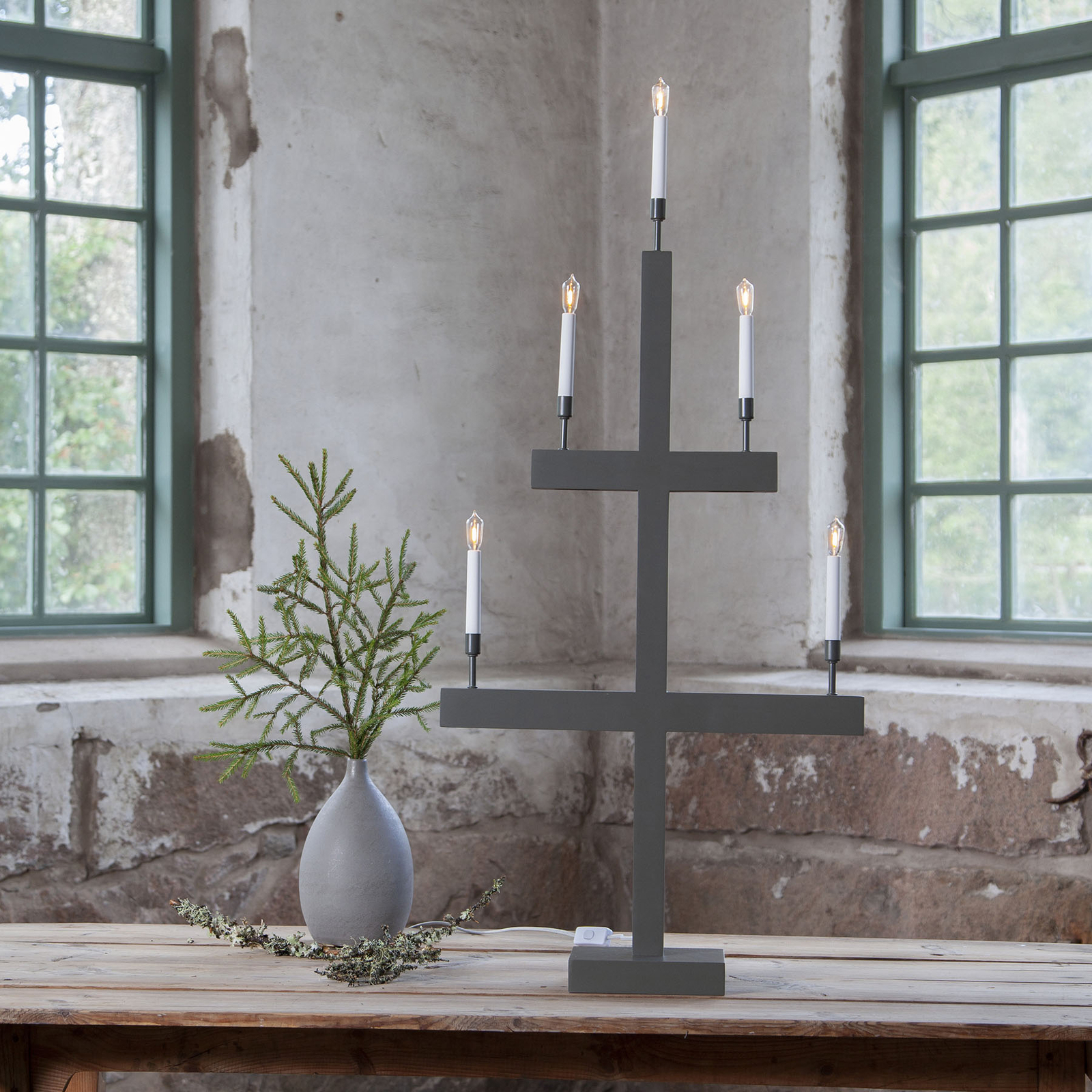 LED-Fensterleuchter Storm 5-flammig Höhe 118 cm