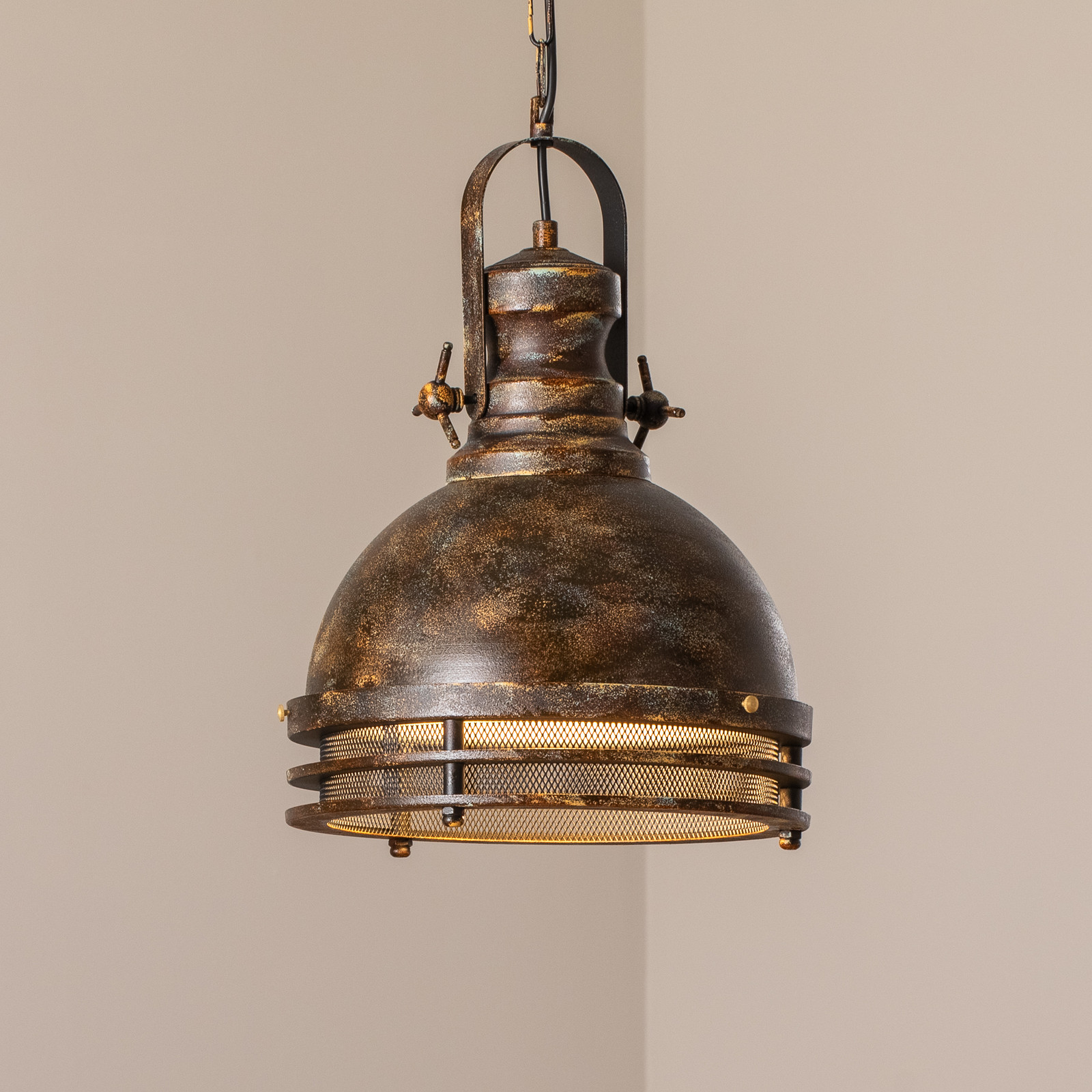 Opviq Lampă suspendată Saglam 1 bec alamă veche Ø 30 cm metal - Camera de zi / sufragerie - Vintage - alamă veche maro