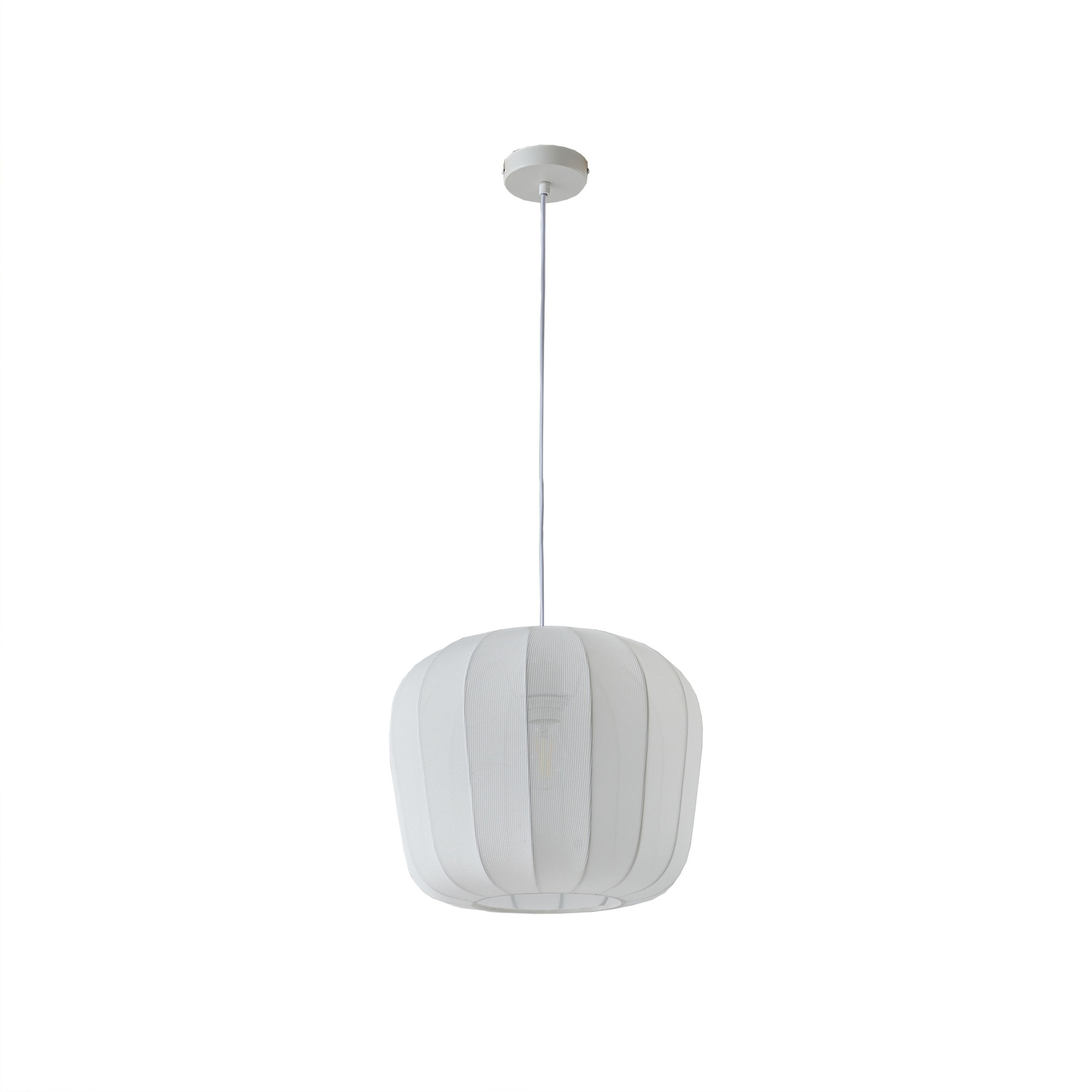 Lindby Helin pendant light, white, Ø 35 cm, fabric