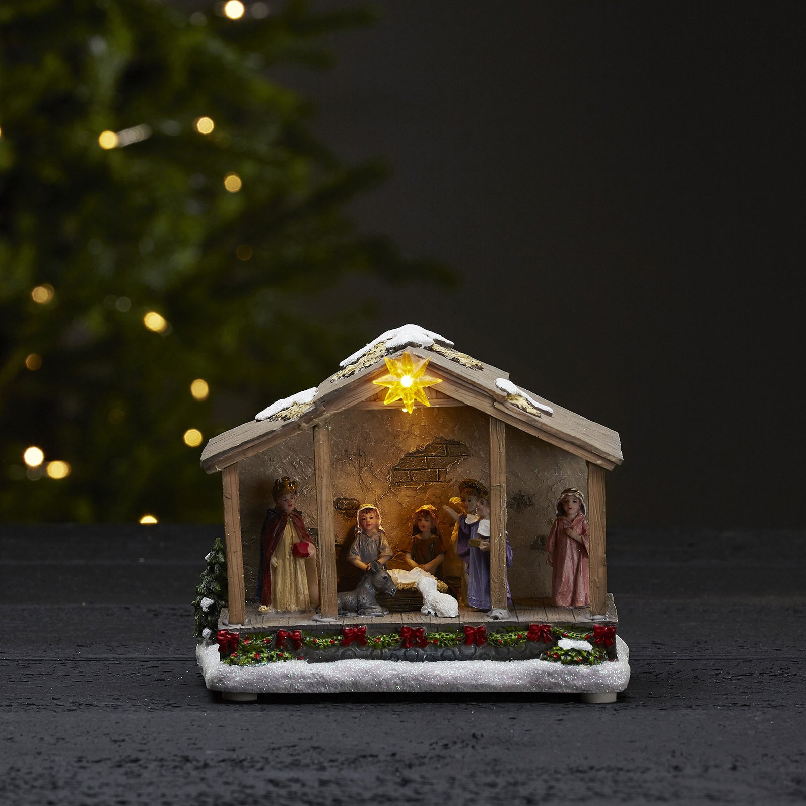 Nativity LED decorative light, battery, 19 cm