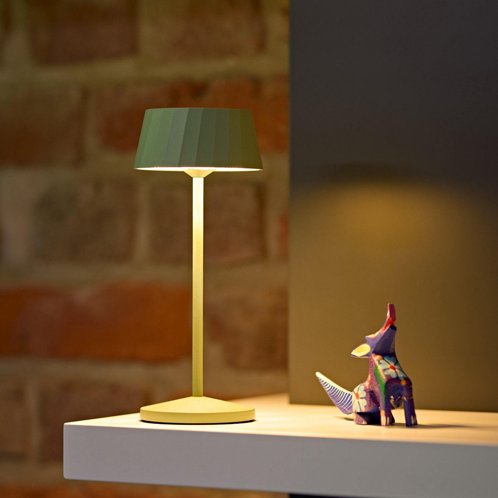 LED újratölthető asztali világítás Facetta, zöld, magasság 22 cm, fém, CCT