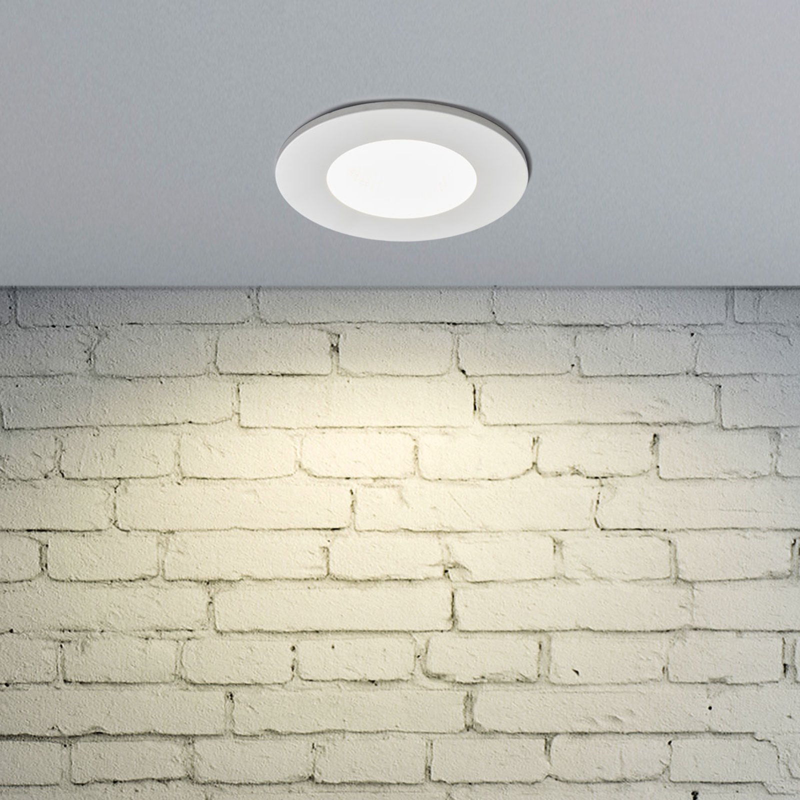 Arcchio LED downlight Kamilla, white, IP65, 7 W, for Bathroom, aluminium, glass, 7 W, energy efficiency: A+, H: 7.6 cm