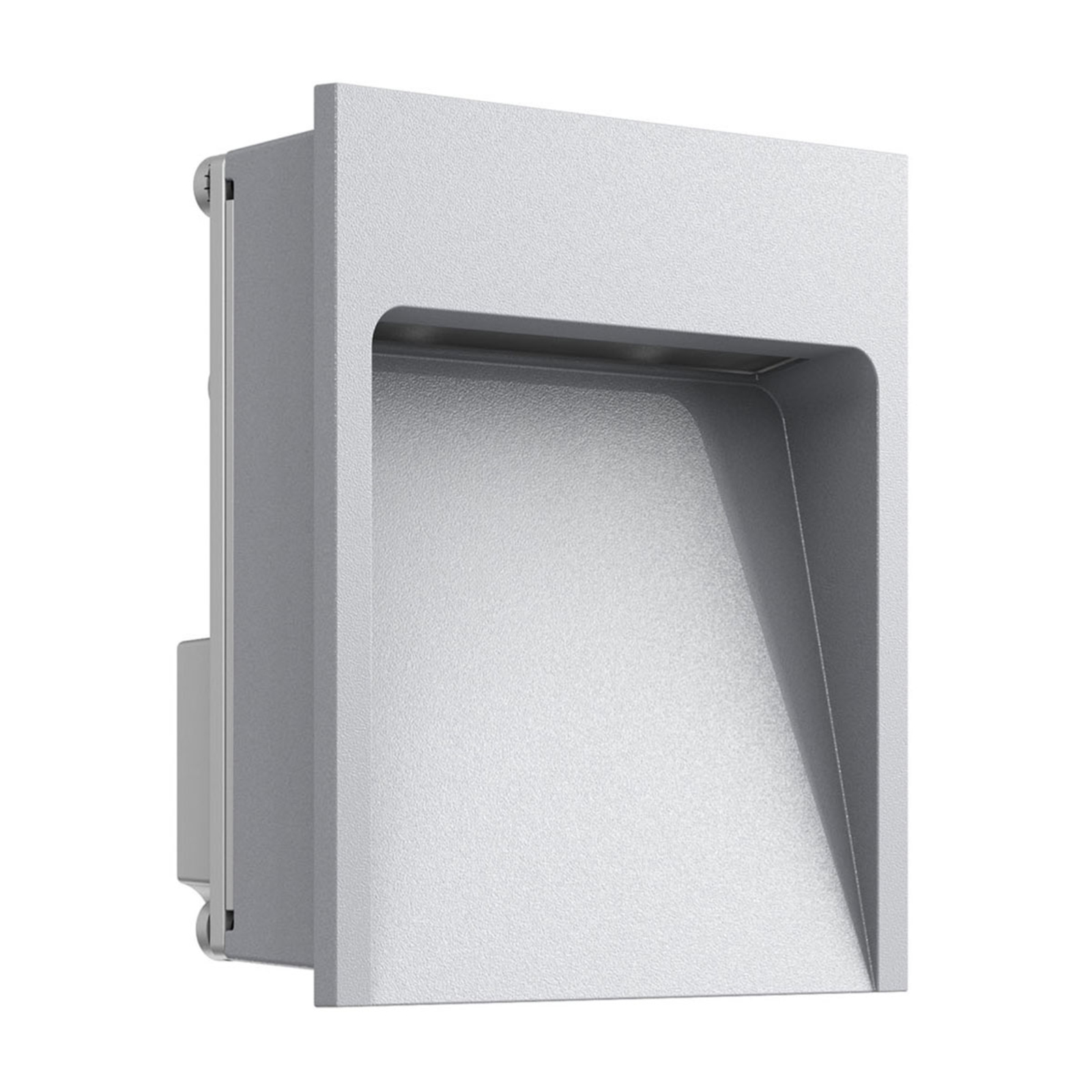 Flos Small LED wall recessed lamp My Way, grey, die-cast aluminium, 5 W, energy efficiency: A+, W: 10 cm, H: 11 cm