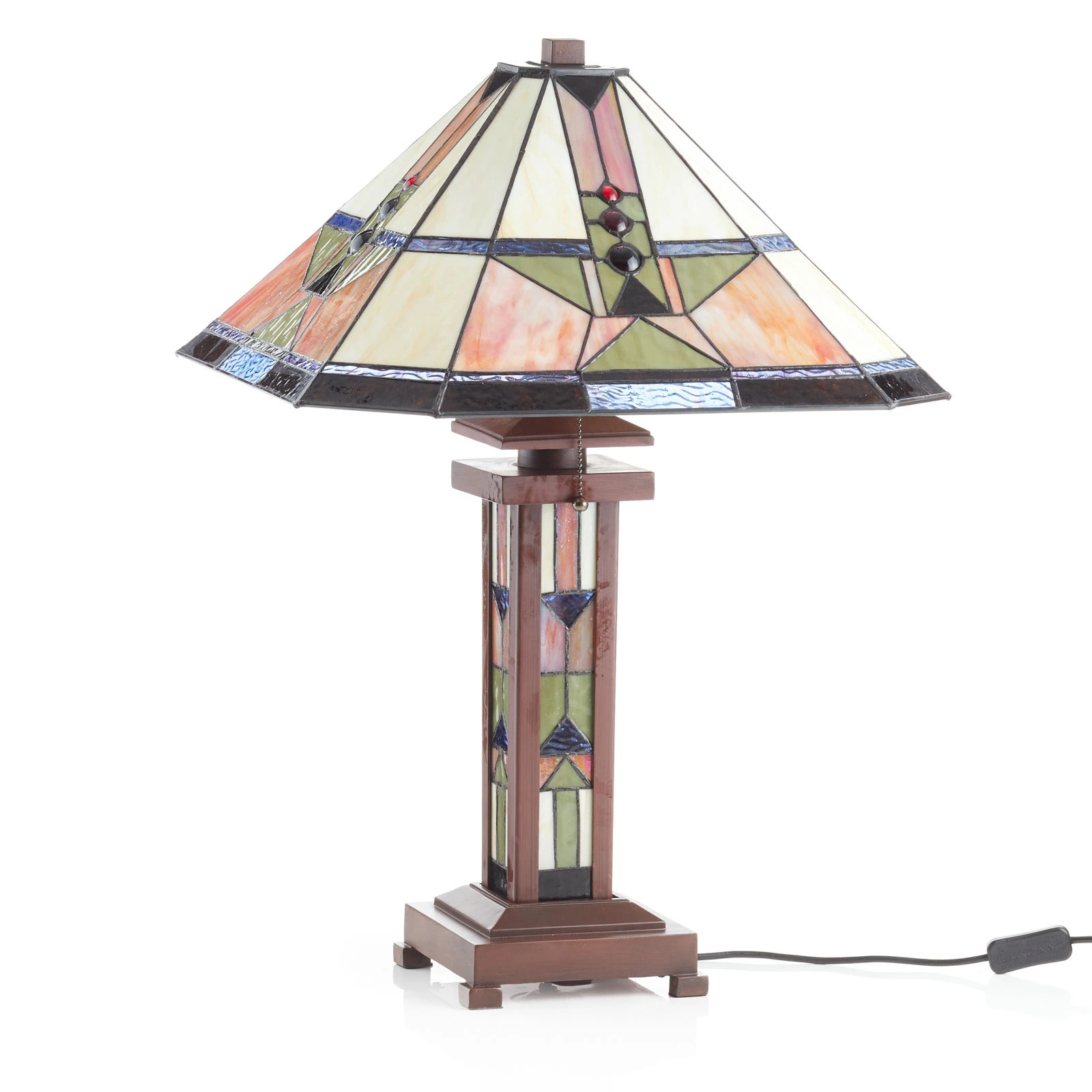 Stolná lampa Leondra v štýle Tiffany