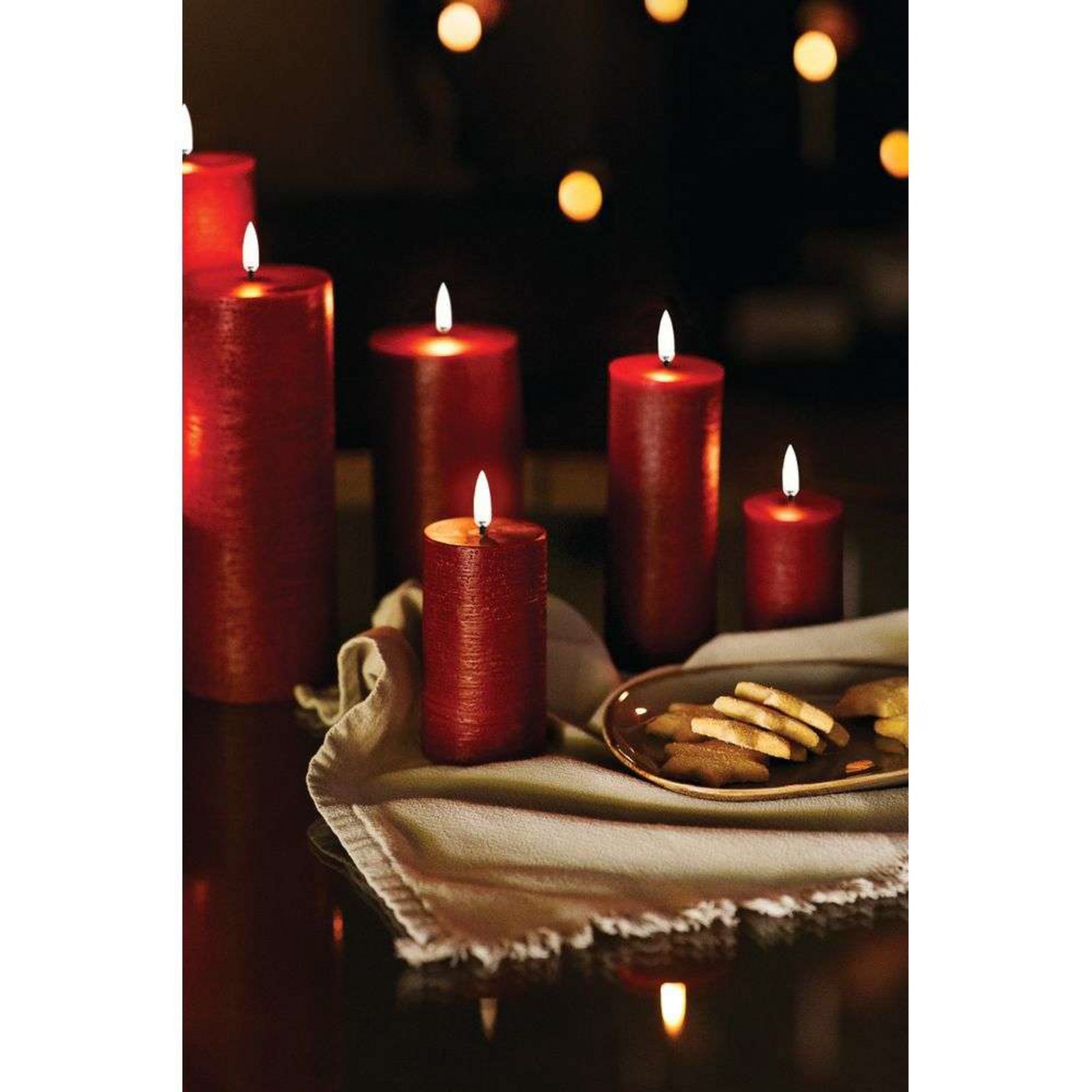 Pillar Candle LED 7,8 x 20,3 cm Rustic Carmine Red - Uyuni Lighting